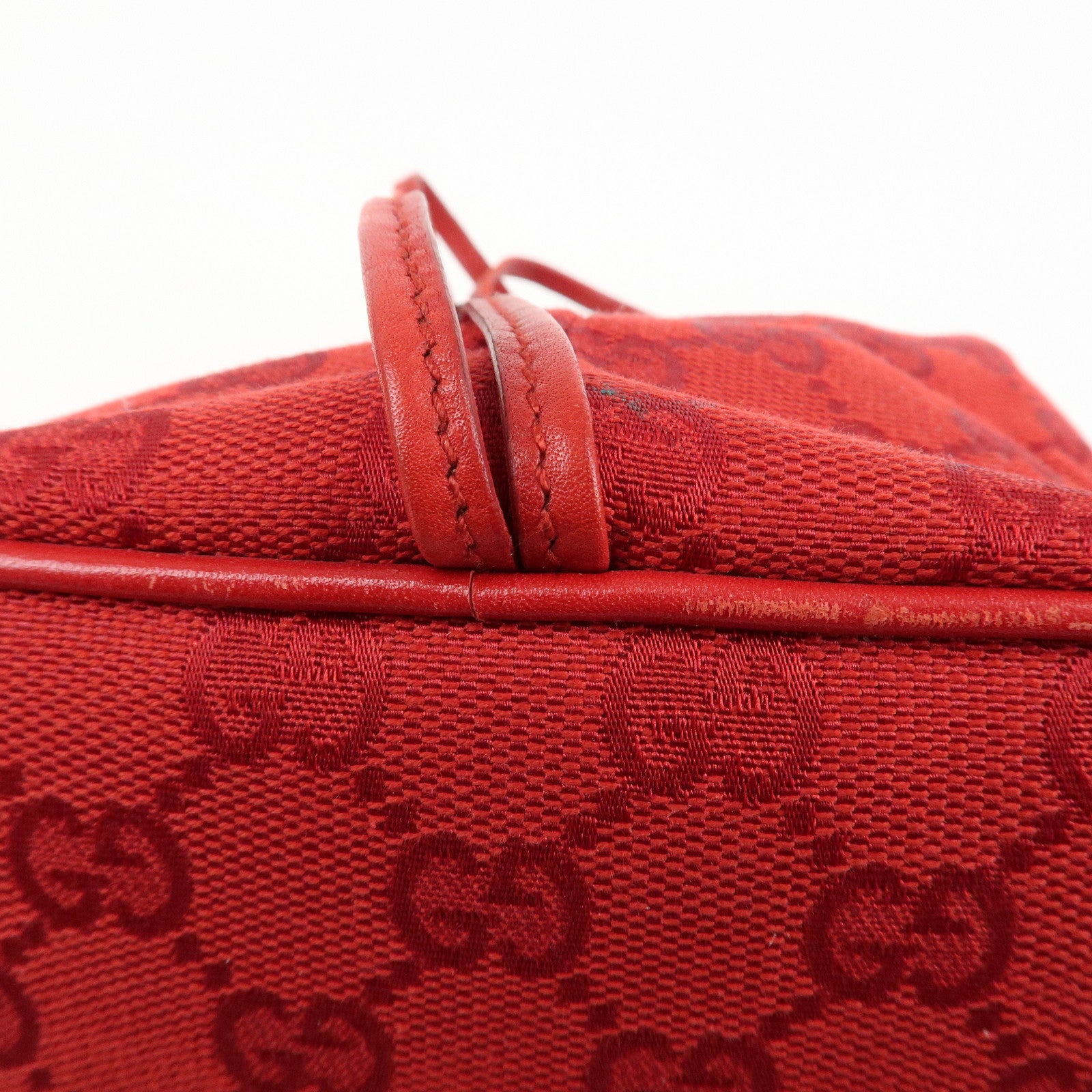 GUCCI GG Canvas Leather Drawstring Pouch Hand Bag 039.0973 Used