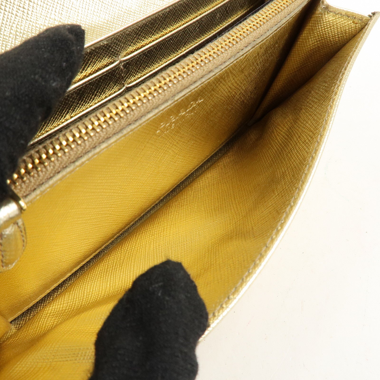 PRADA Set of 2 Saffiano Leather Bi-fold Long Wallet Glower Motif Used