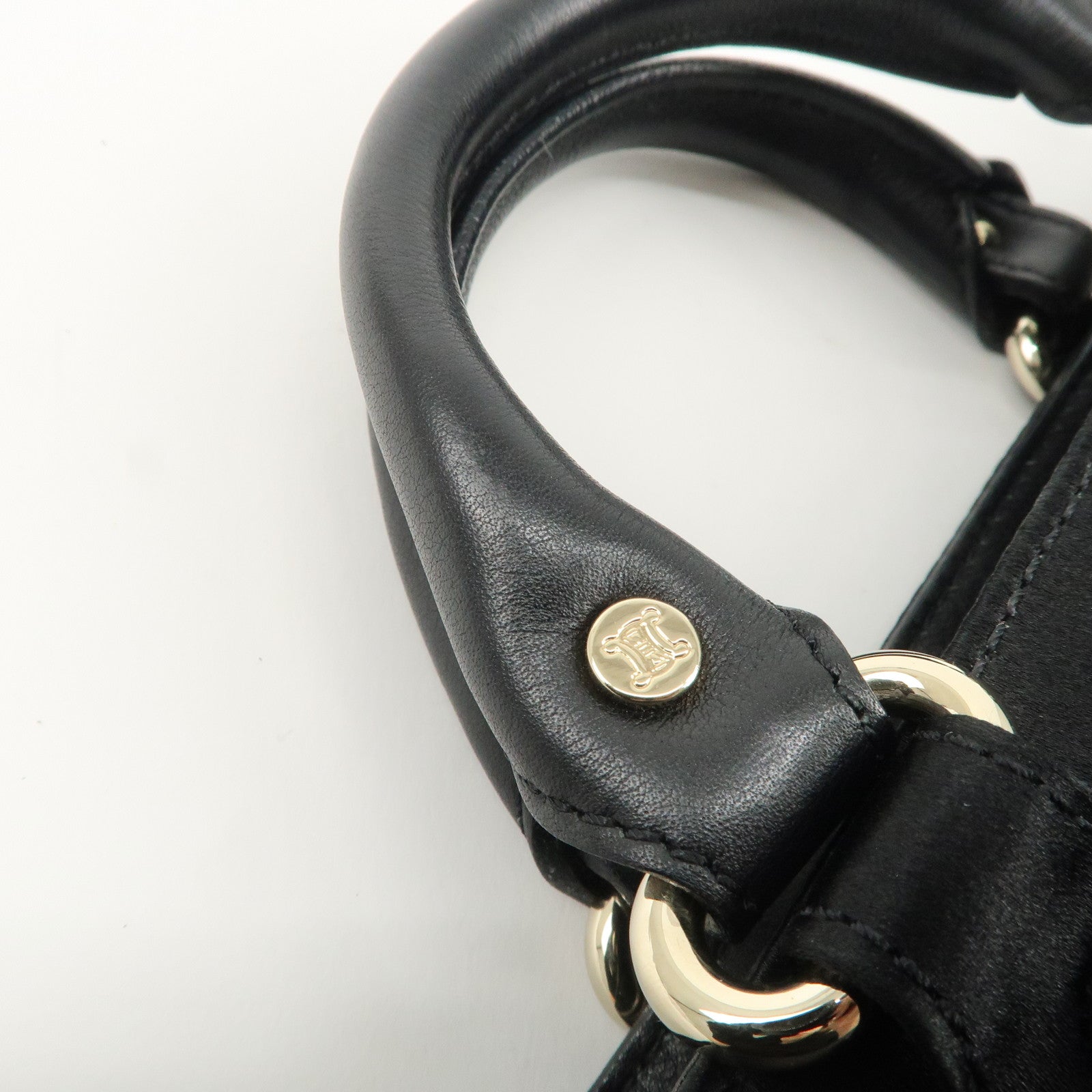 CELINE Macadam Satin Leather Mini Boogie Bag Beads Macadam Stamp Used