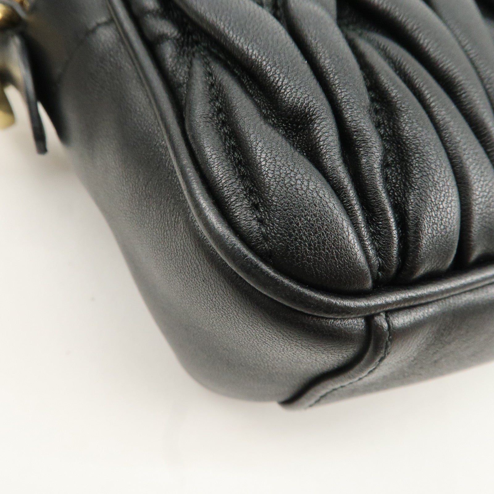MIU MIU Matelasse Leather Chain Shoulder Bag Crossbody Bag Black Used