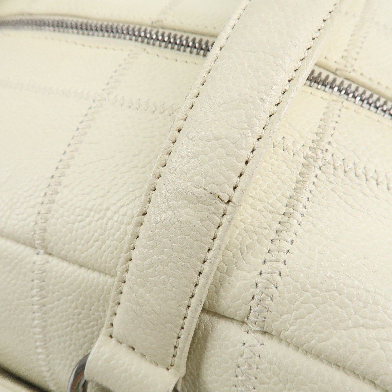 CHANEL Chocolate Bar Caviar Skin Mini Boston Bag Black A26135 Used