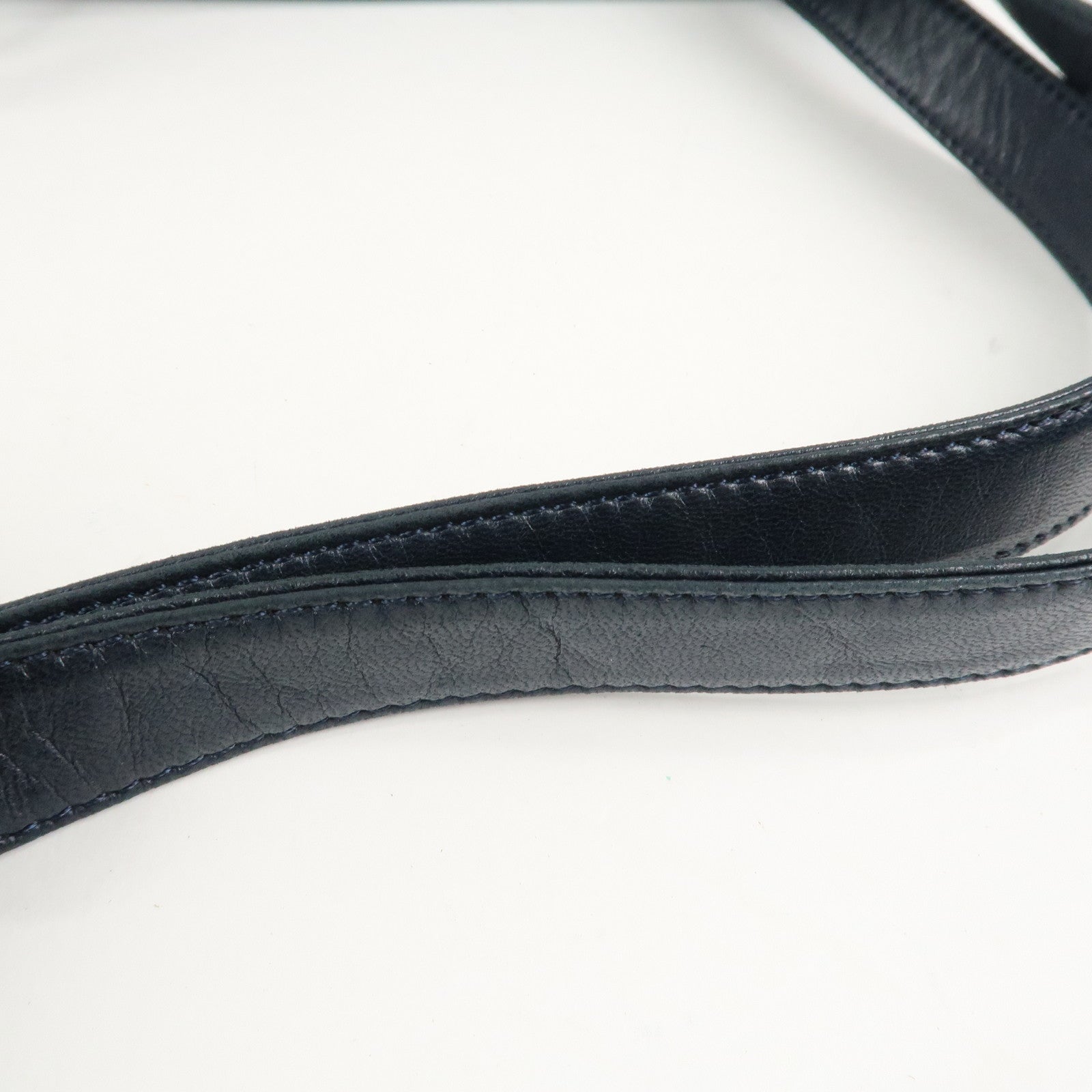 LOEWE Anagram Leather Shoulder Bag Navy Used