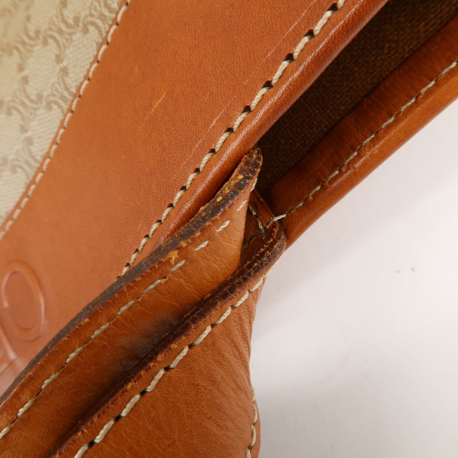 CELINE Macadam PVC Leather Tote Bag Shoulder Bag Beige Brown Used