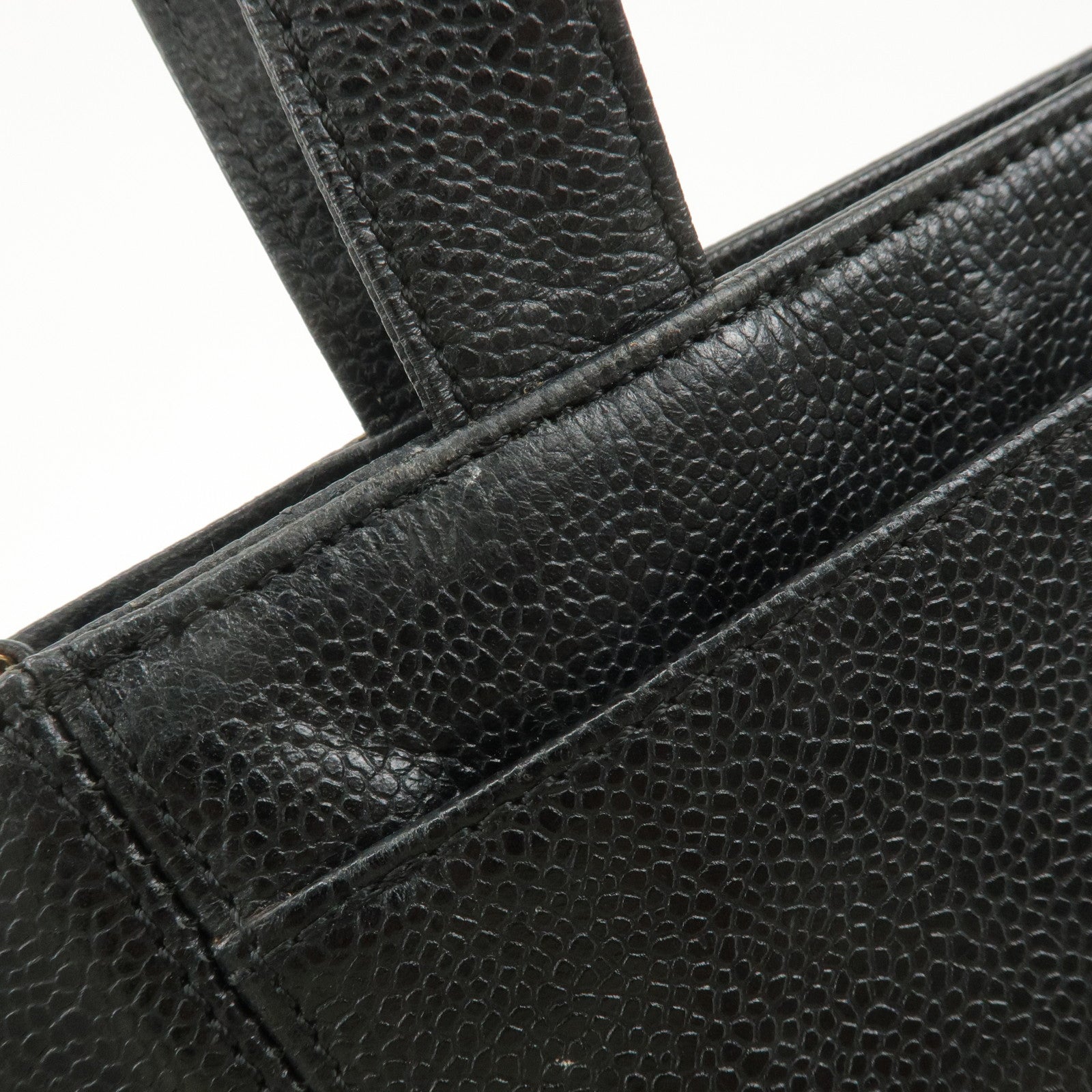 CHANEL Caviar Skin Tote Bag Shoulder Bag Hand Bag Black Used