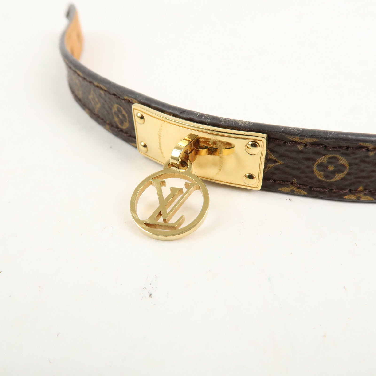 Louis Vuitton Monogram Bracelet Logo Mania 17 Brown M4150 Used