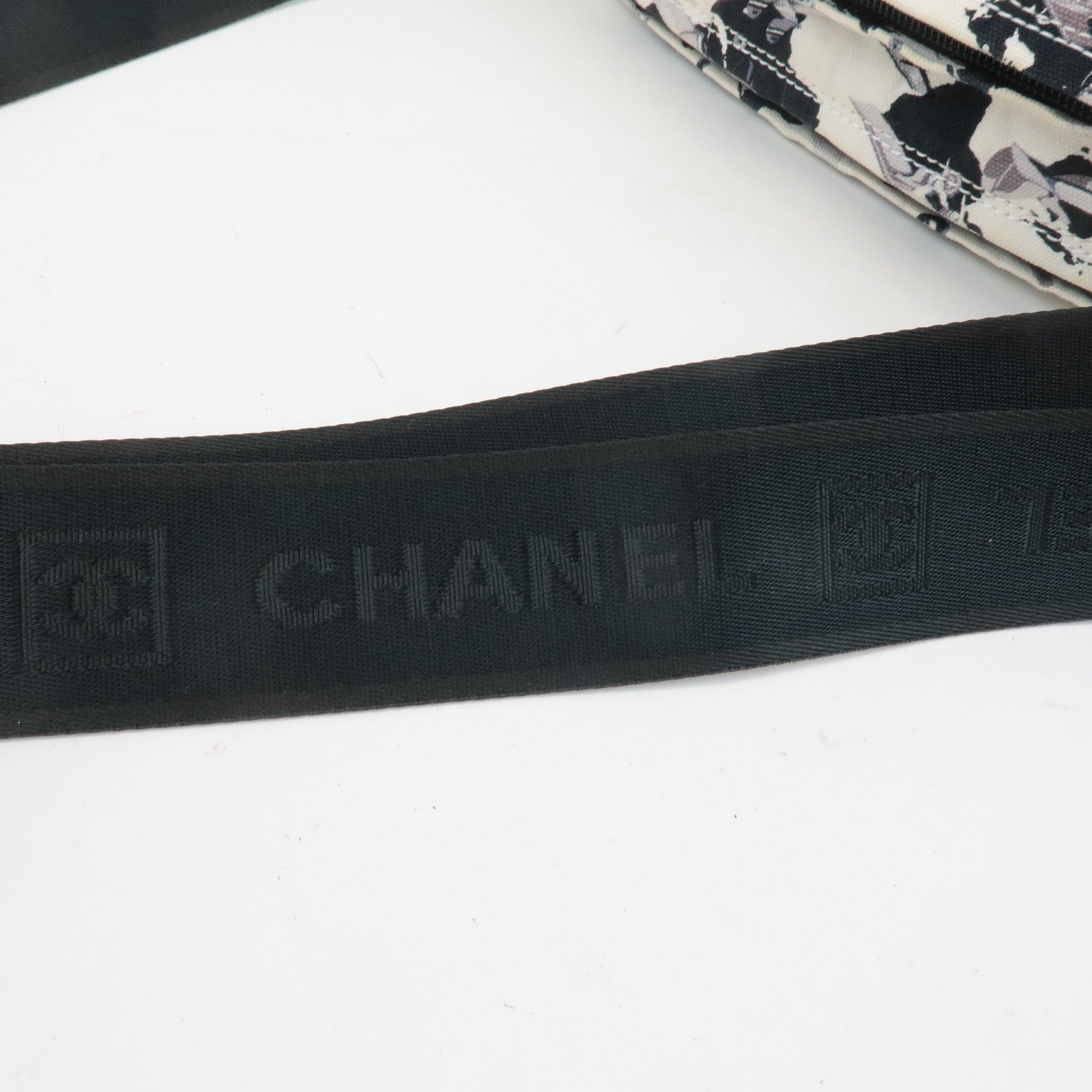 CHANEL Airline Canvas Leather Shoulder Bag Airplane Pattern Used