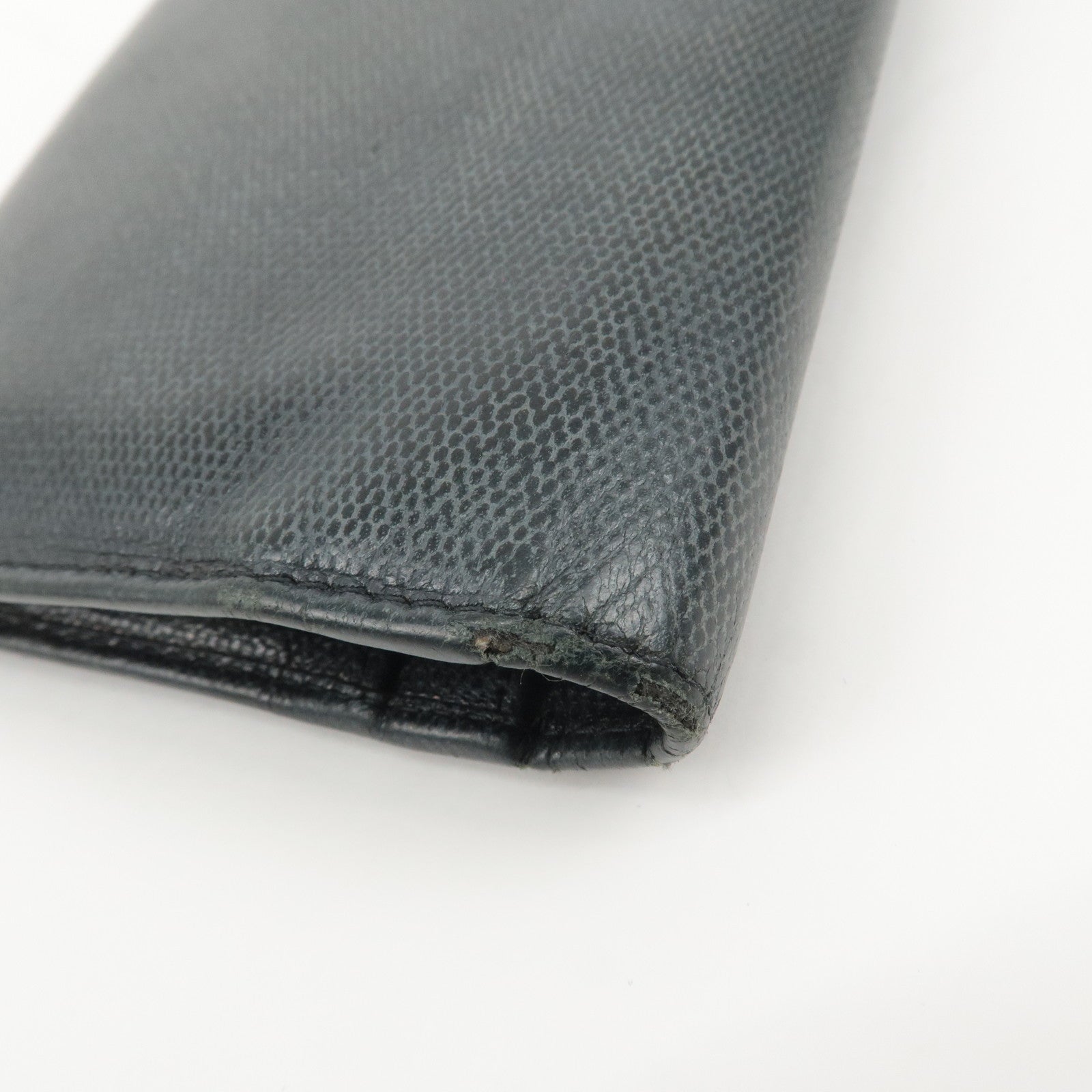 CHANEL COCO Button Leather Bi-Fold Long Wallet Black Used