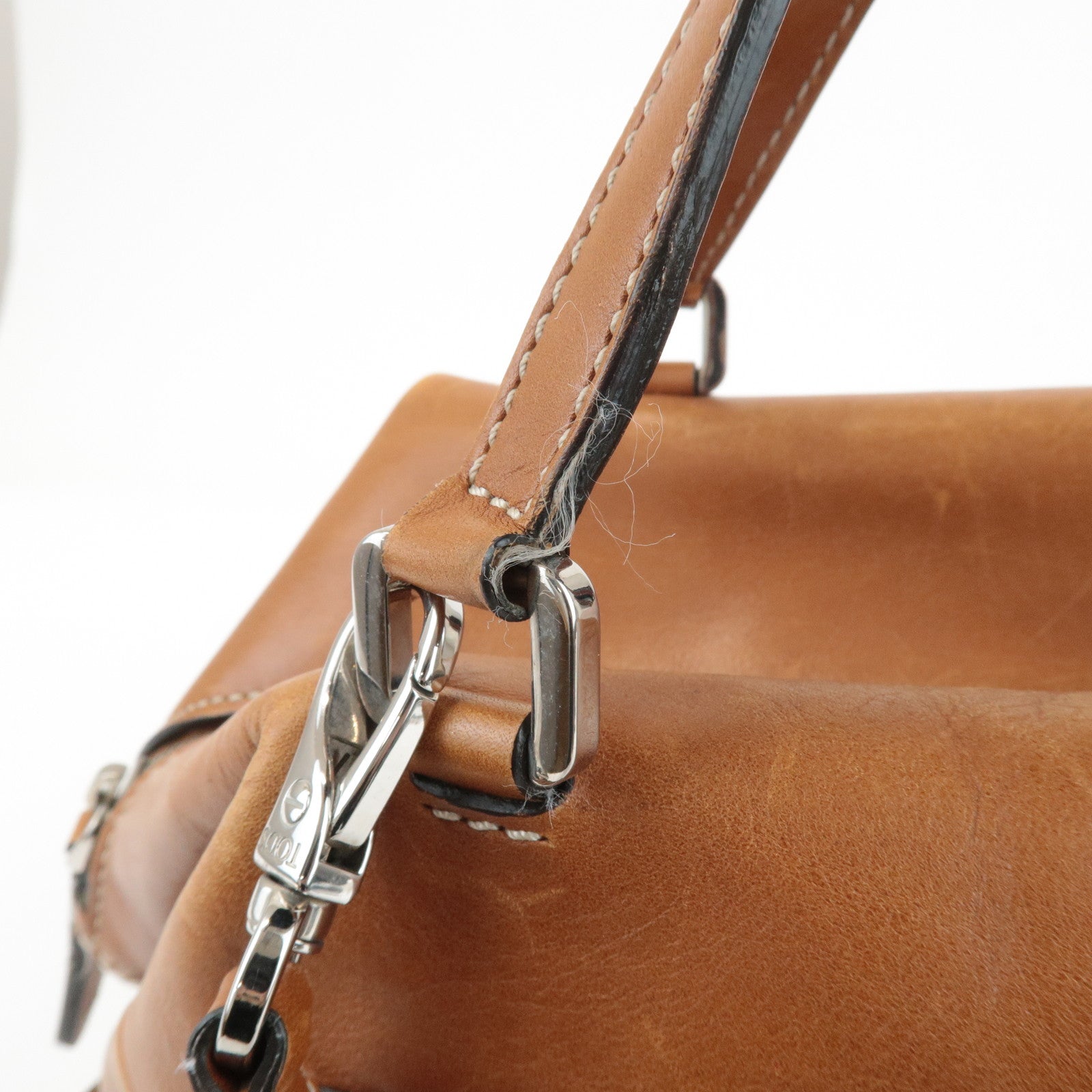 TOD'S Leather 2Way Bag Hand Bag Brown Used