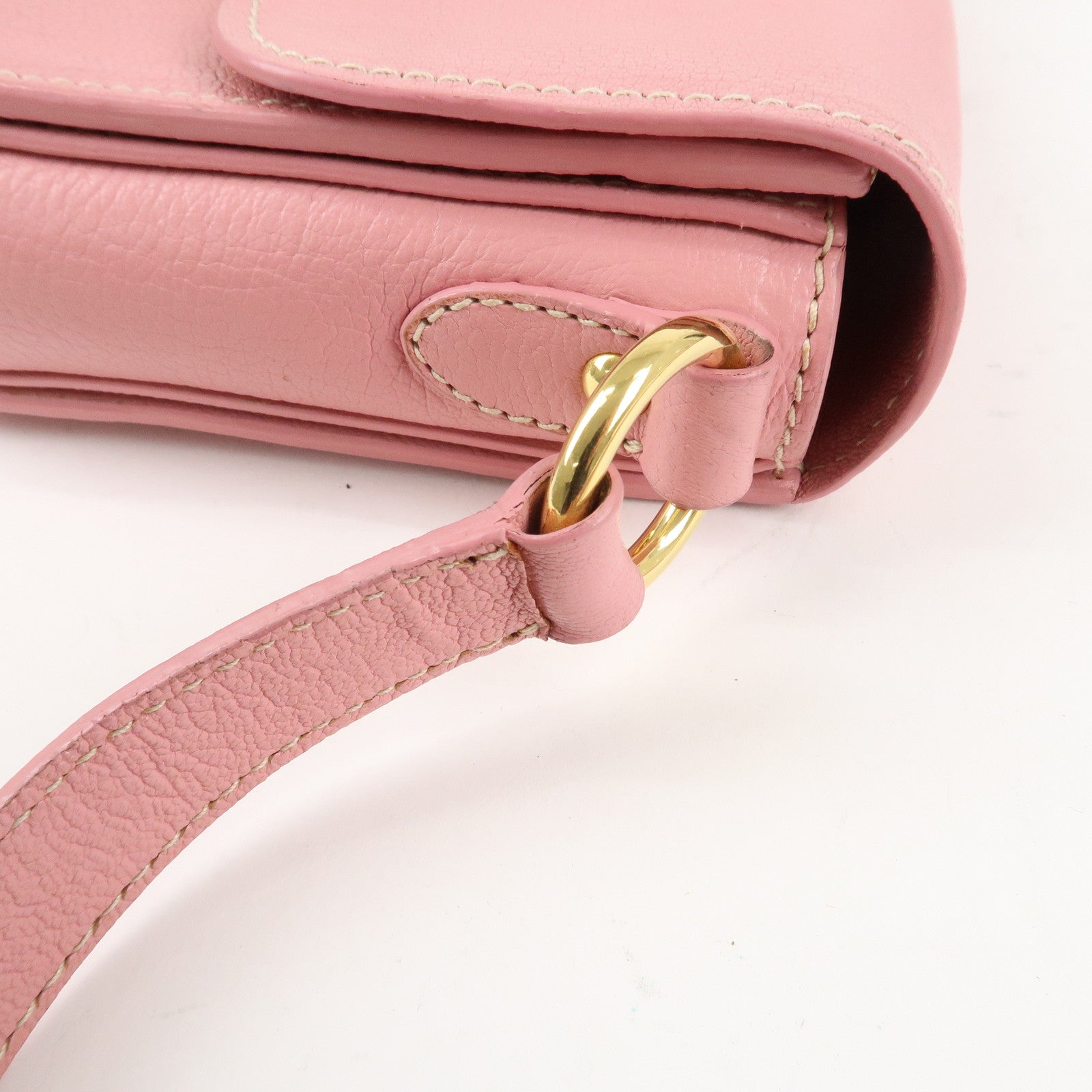 MIU MIU Leather Shoulder Bag Pink RTC460 Used