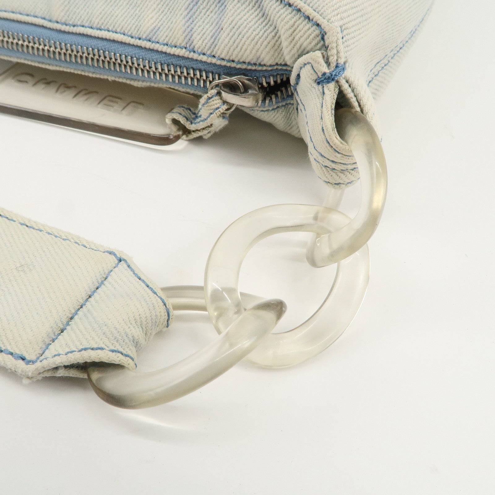 CHANEL Denim Plastic COCO Mark One Shoulder Bag Light Blue Used