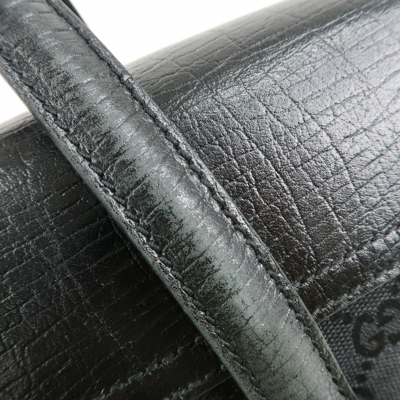GUCCI Bamboo GG Canvas Leather Shoulder Bag 111713 Used