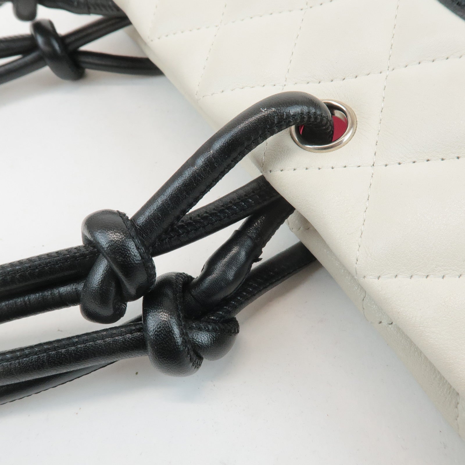 CHANEL Cambon Line Lamb Skin Medium Tote Bag Shoulder Bag A25167 Used