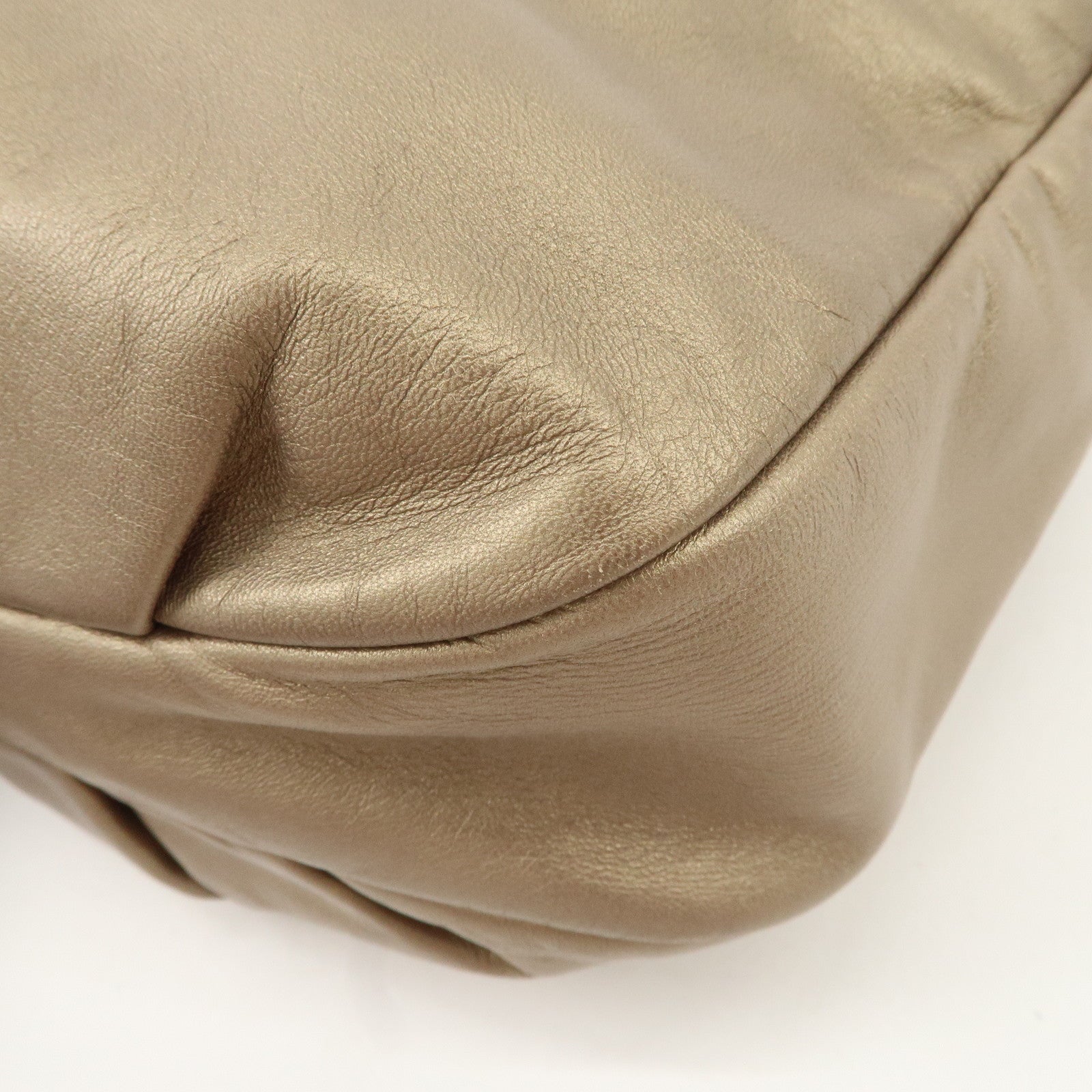 LOEWE Leather Viento One Shoulder Bag Gold Used