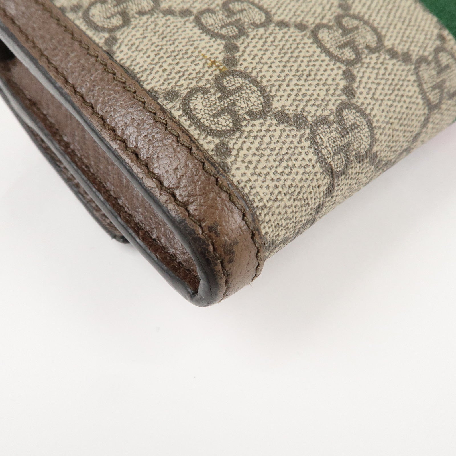 GUCCI Ophidia Sherry GG Supreme Leather Bi-fold Long Wallet 523153 Used