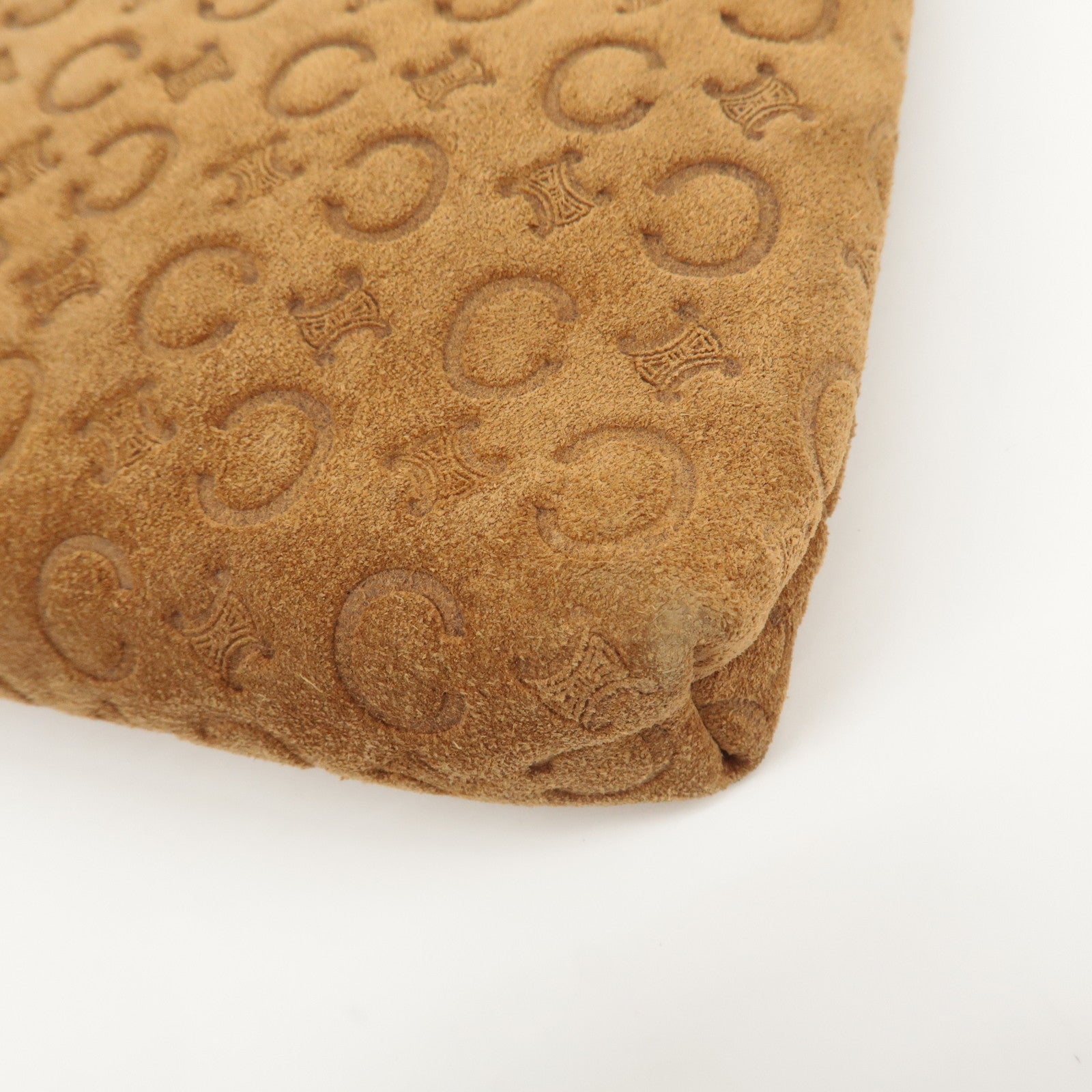 CELINE C Macadam Suede Pouch Cosmetic Pouch Brown Used