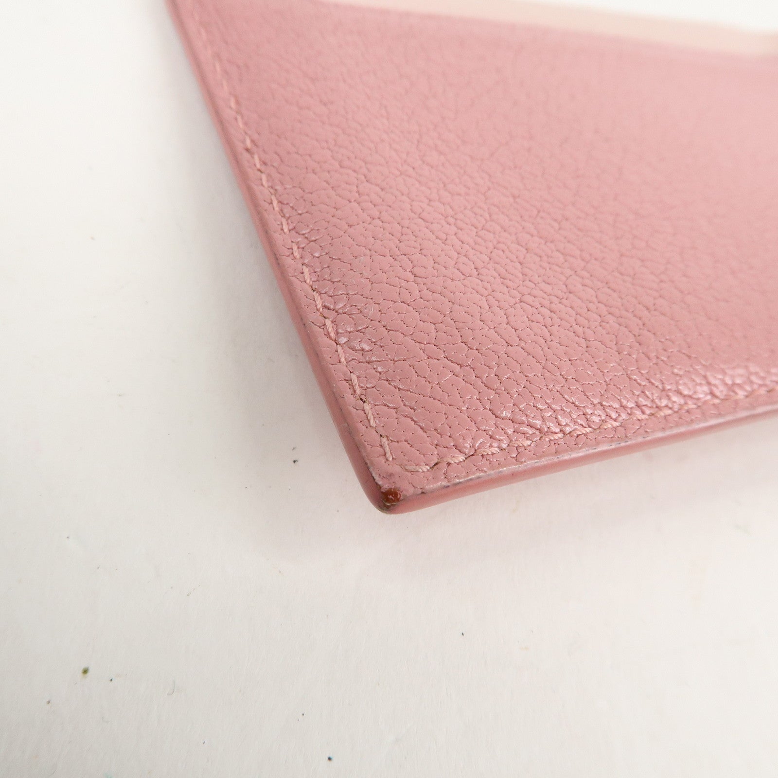 MIU MIU Leather Ribbon Card Case Pink Used