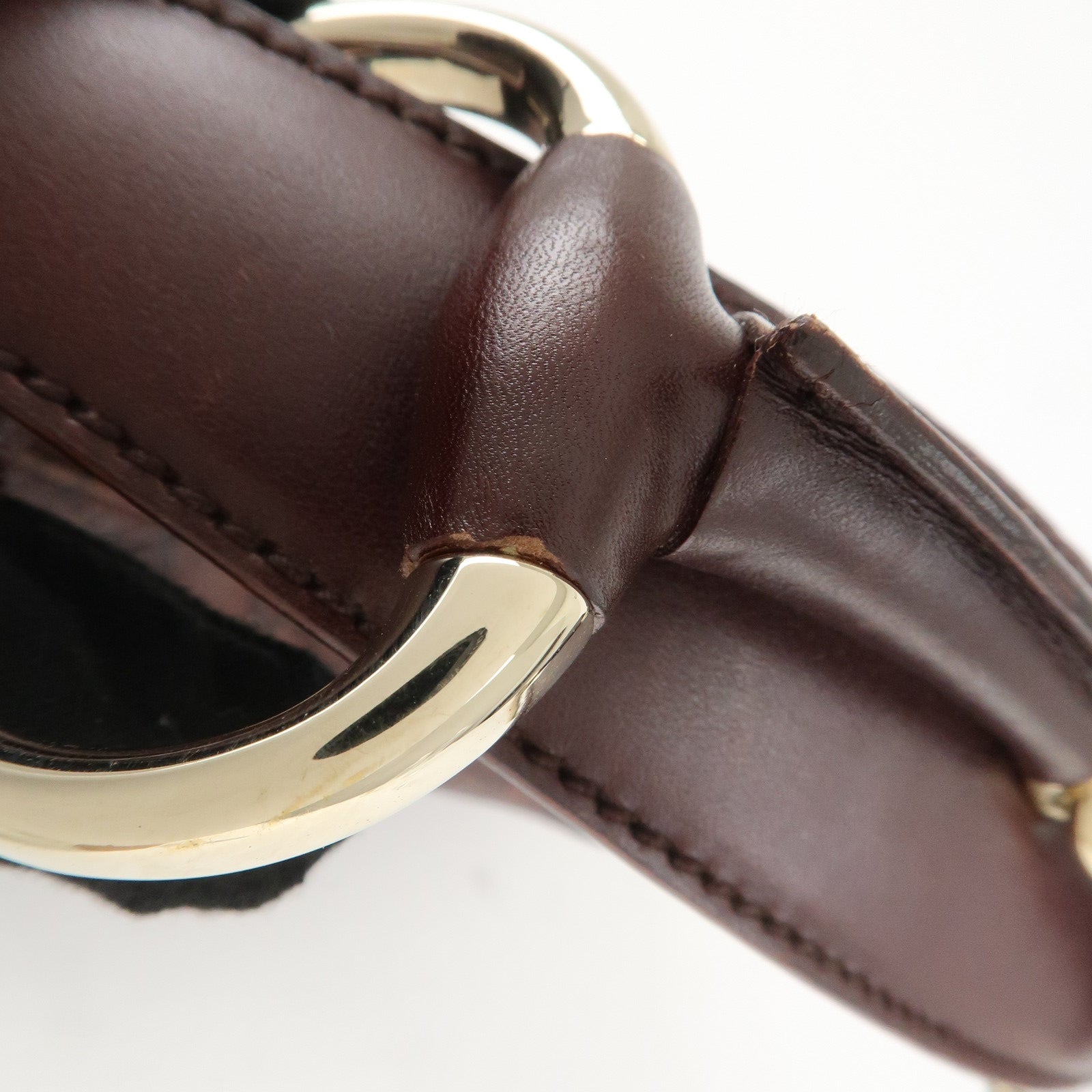 GUCCI Horsebit Guccissima Leather Shoulder Bag Dark Brown 115867 Used