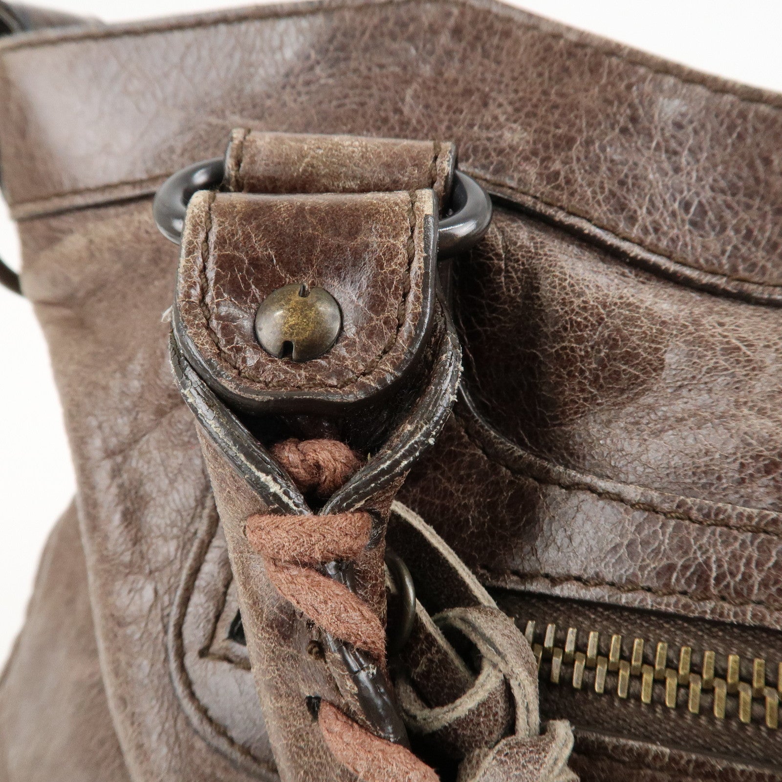 BALENCIAGA The First Leather 2Way Bag Hand Bag Brown 103208 Used