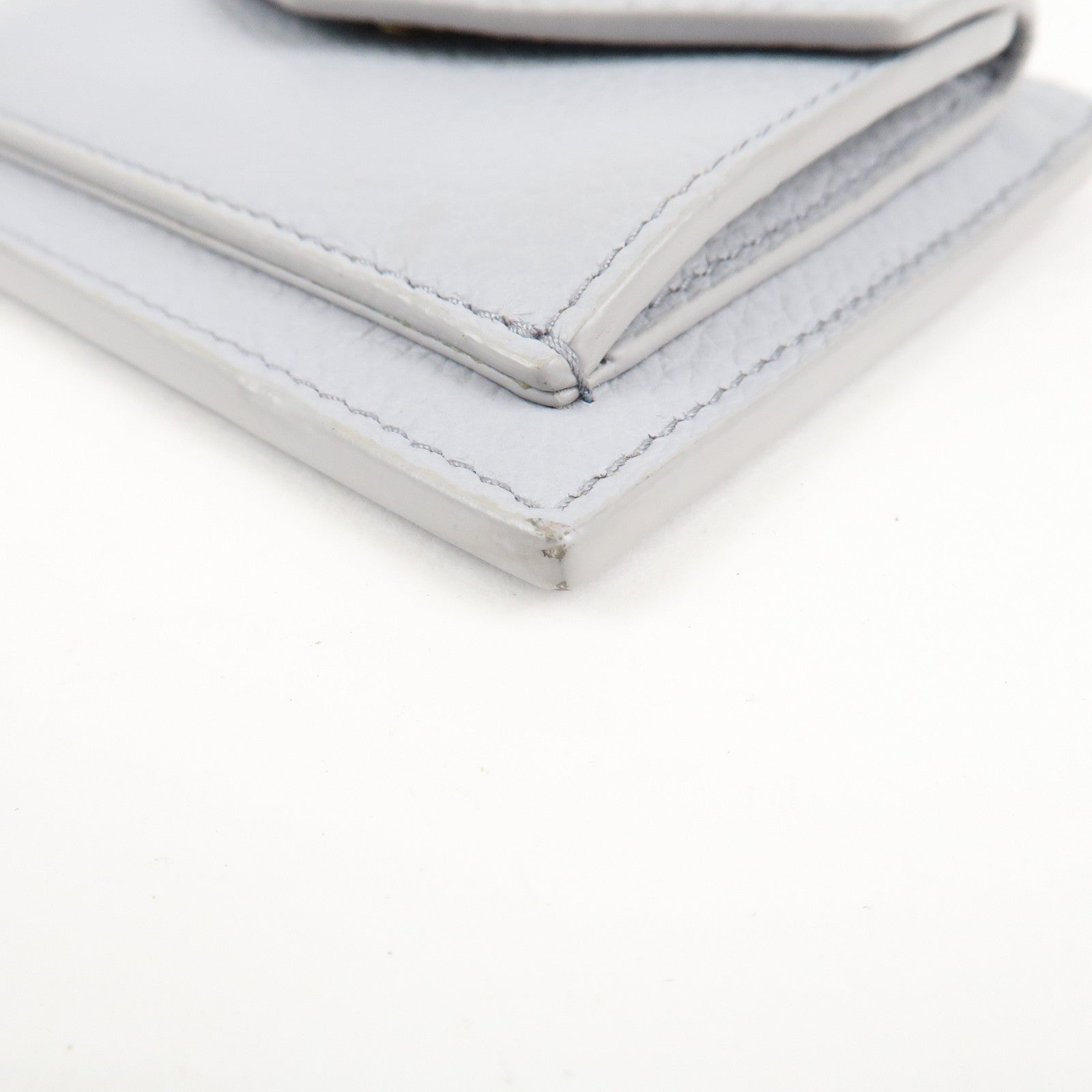 MIU MIU leather Card Case Coin Case Light Gray 5MC081 Used