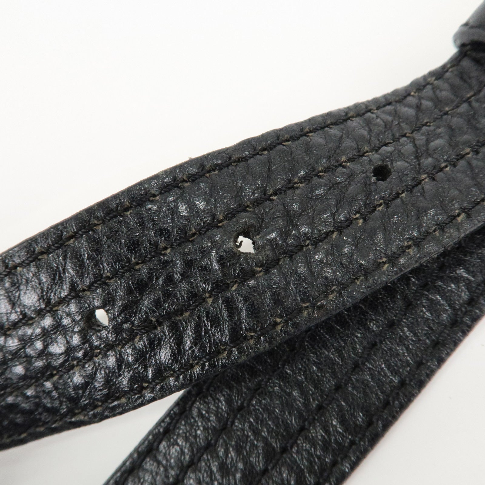 BURBERRY Logo Leather Shoulder Bag Hand Bag Black Used