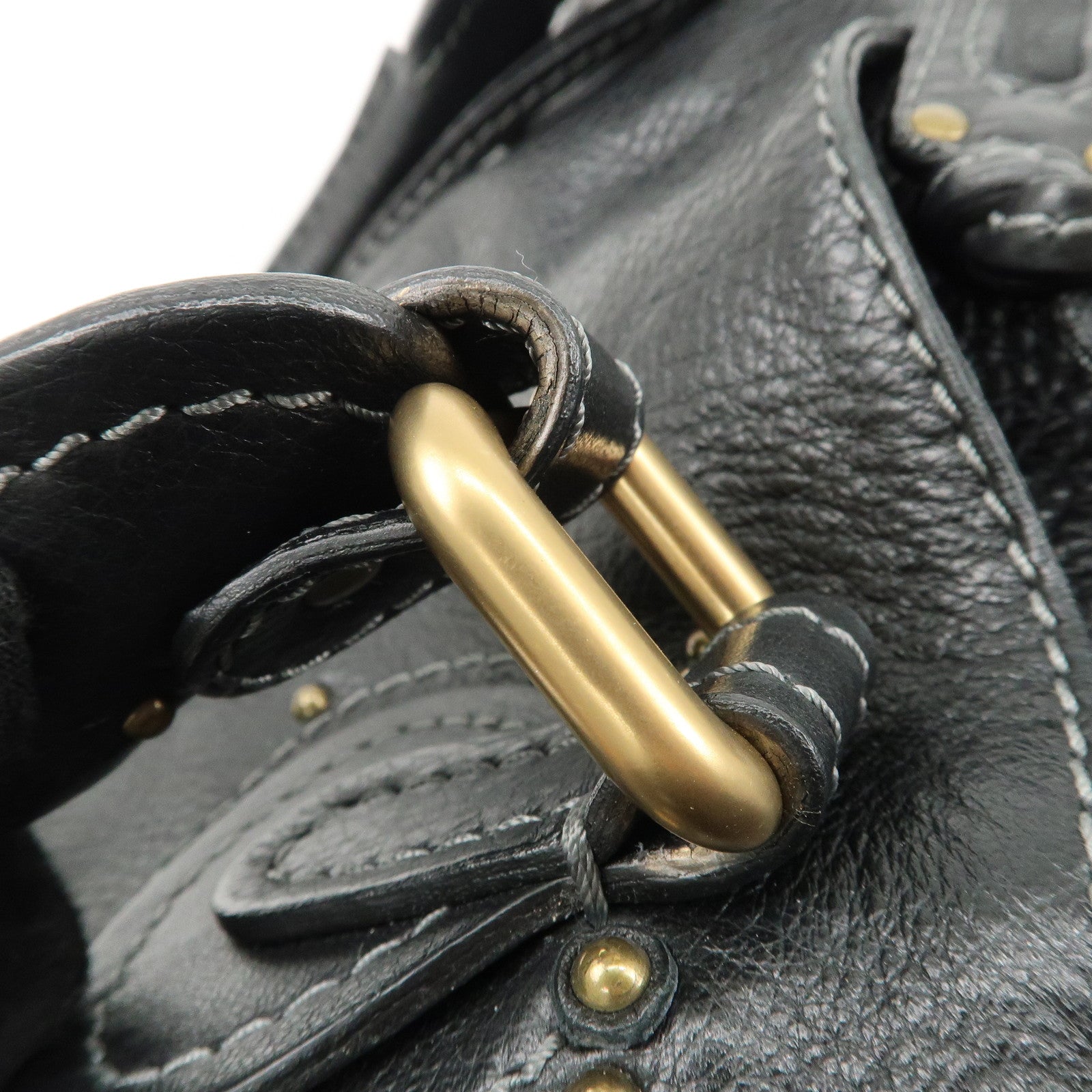Chloe Paddington Leather Hand Bag Black Gold Hardware Used