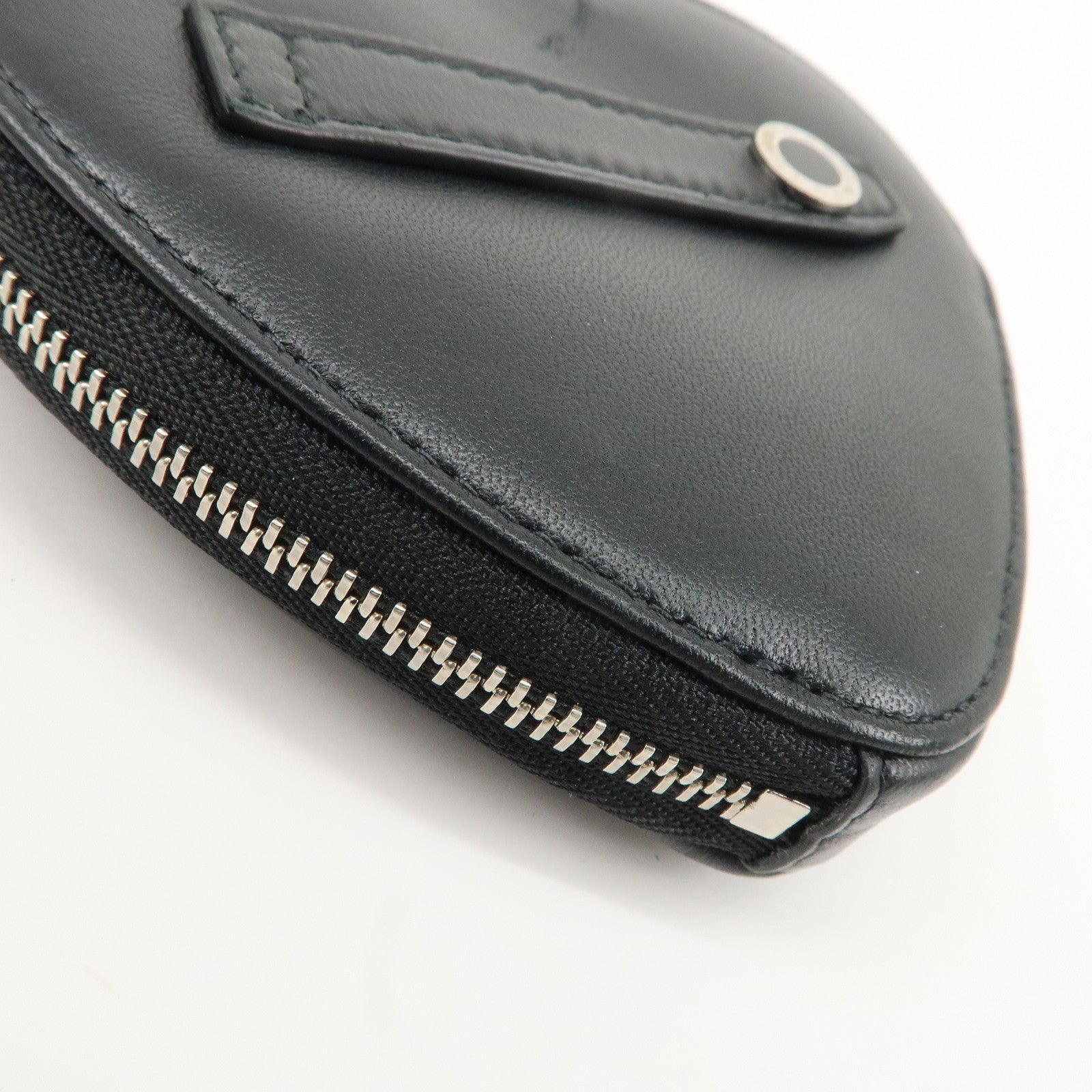 BVLGARI Leather AMBUSH Serpenti Heart Zipper Coin Case Black Used