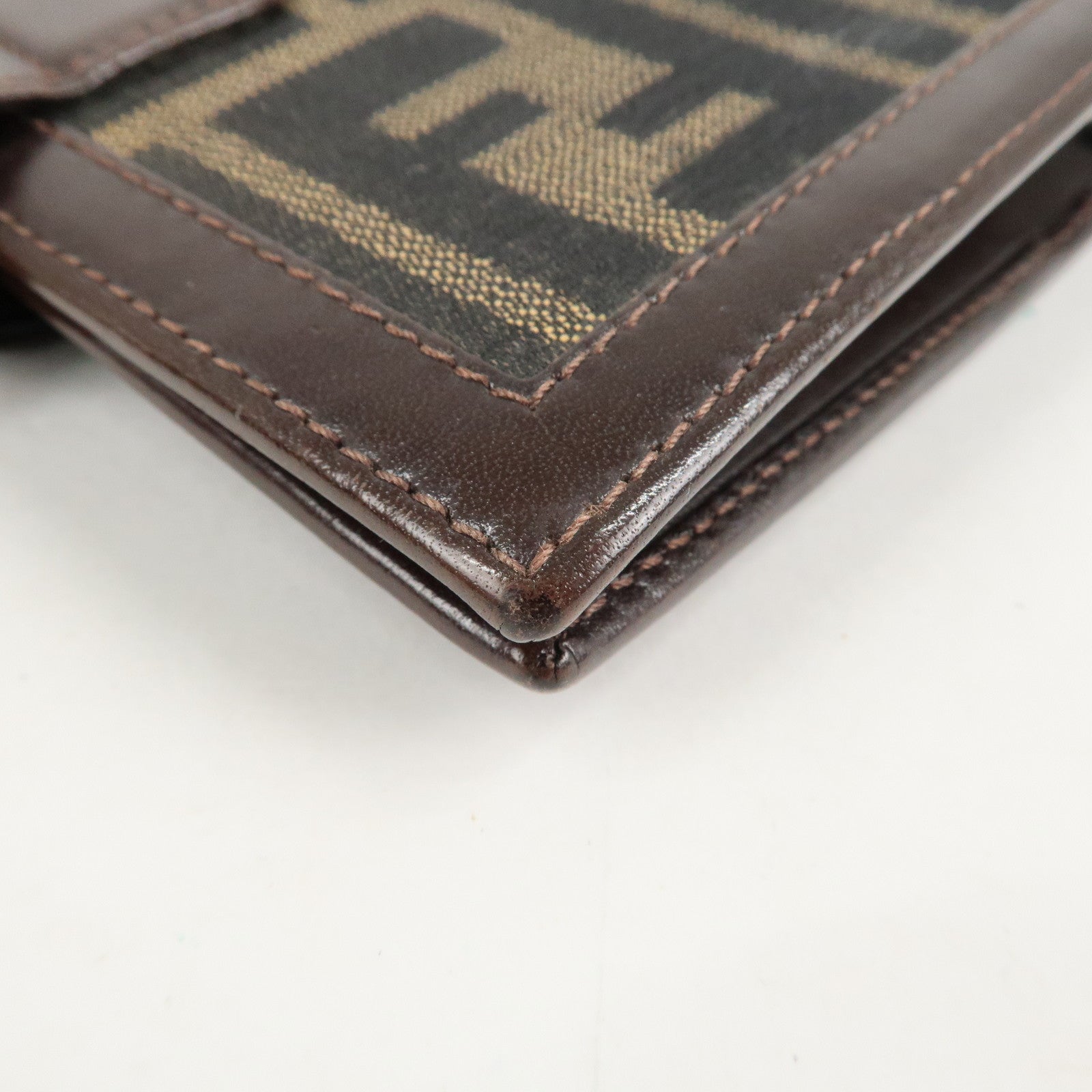 FENDI Zucca Canvas Leather Agenda Planner Cover Brown Used