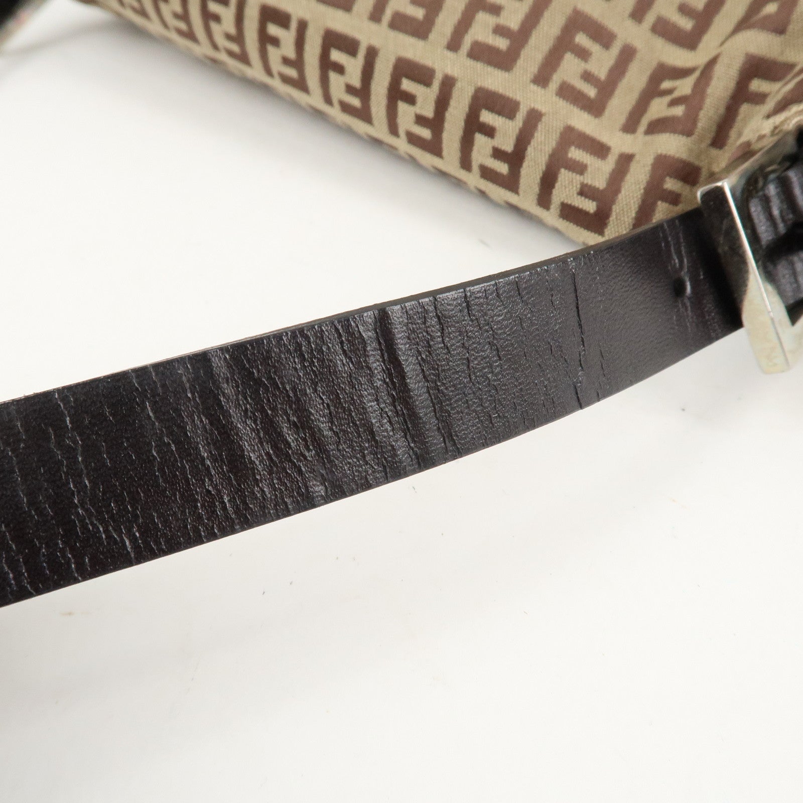 FENDI Zucchino Canvas Leather Mamma Bucket Shoulder Bag 8BR001 Used