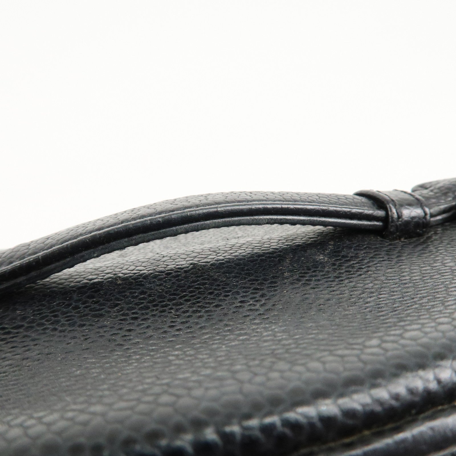 CHANEL Caviar Skin Vanity Bag Hand Bag Cosmetic Pouch Black A01998 Used