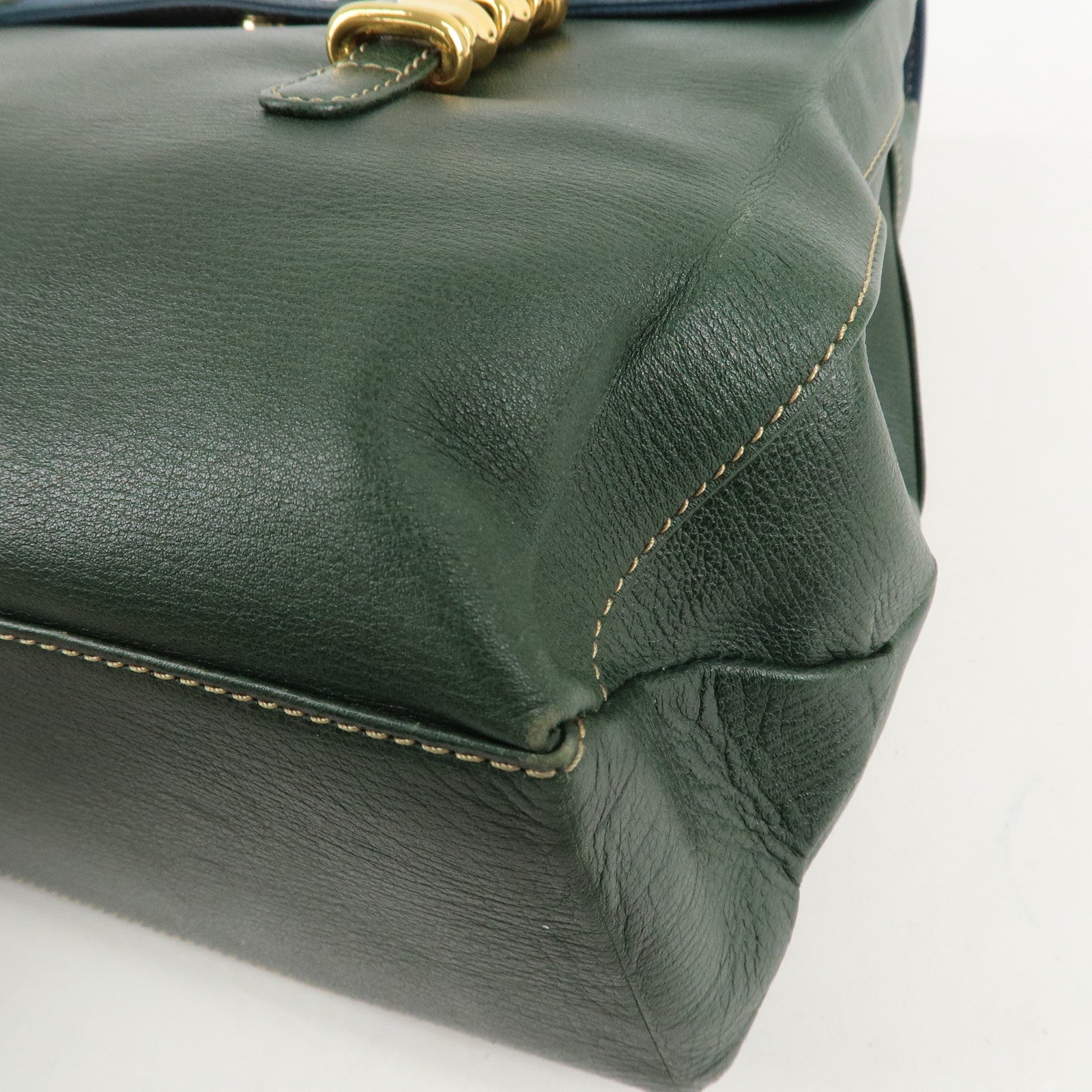 LOEWE Velazquez Suede Leather Shoulder Bag Green Blue Used