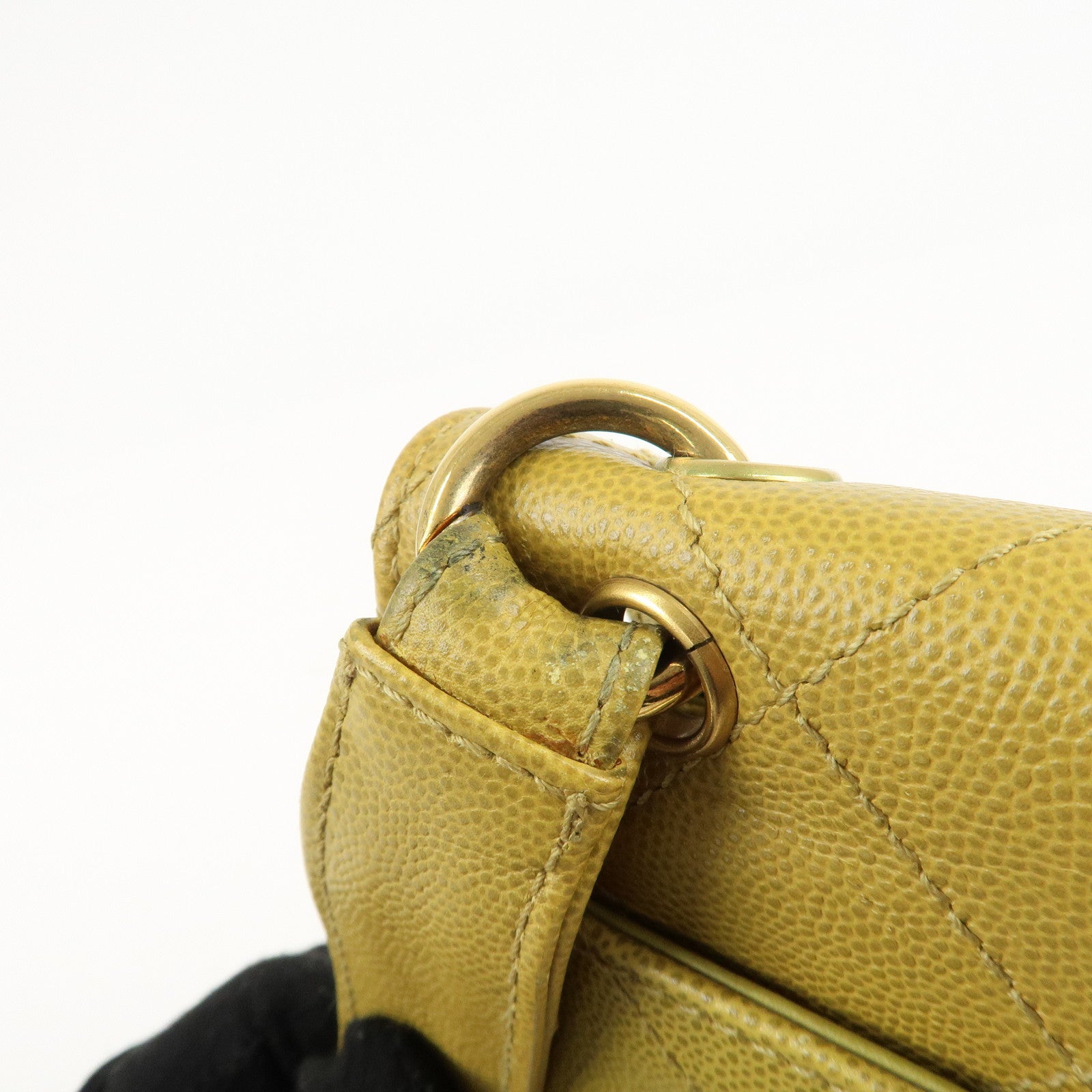 CHANEL Matelasse Caviar Skin Shoulder Bag Yellow Used