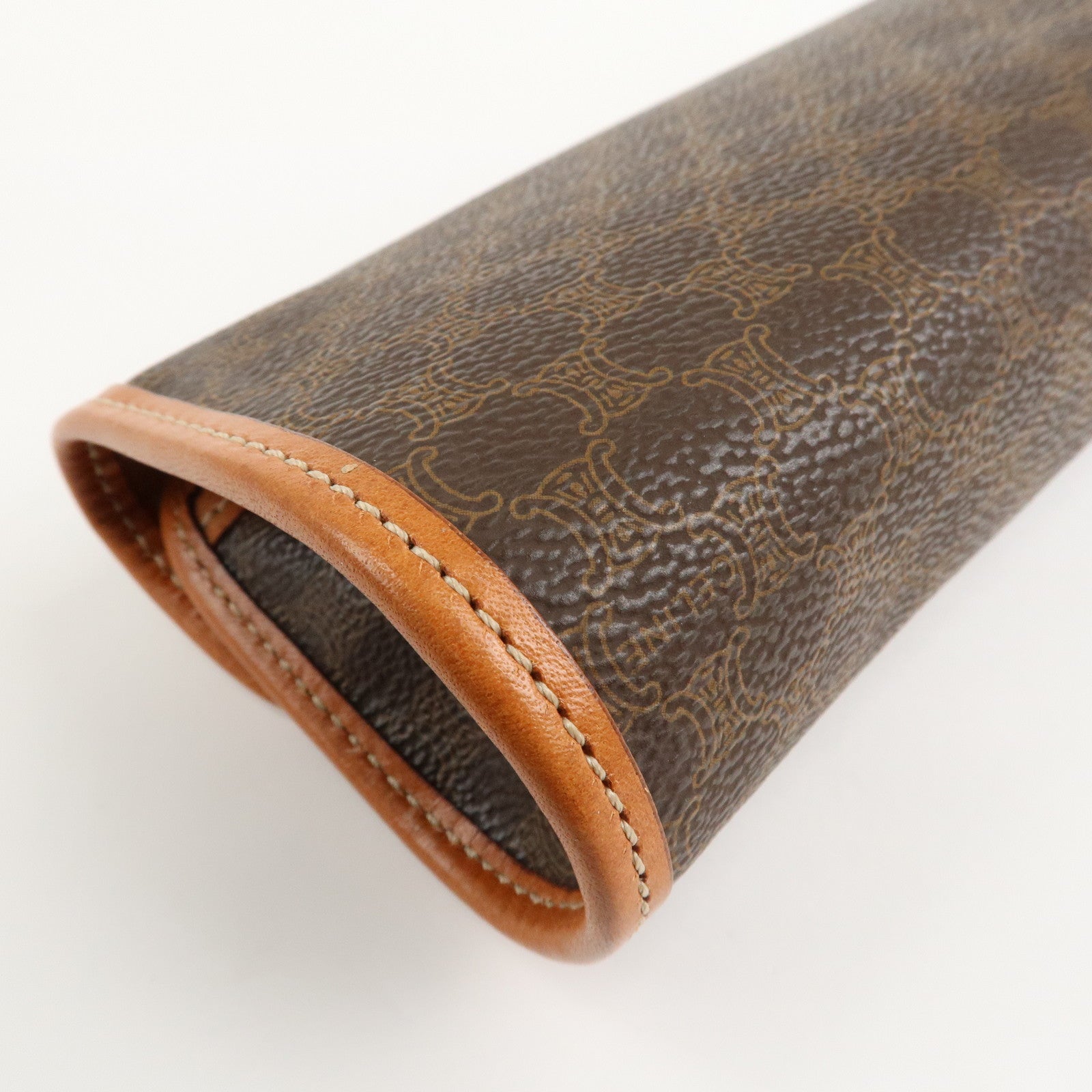 CELINE Macadam PVC Leather Pouch Cosmetic Pouch Brown Used