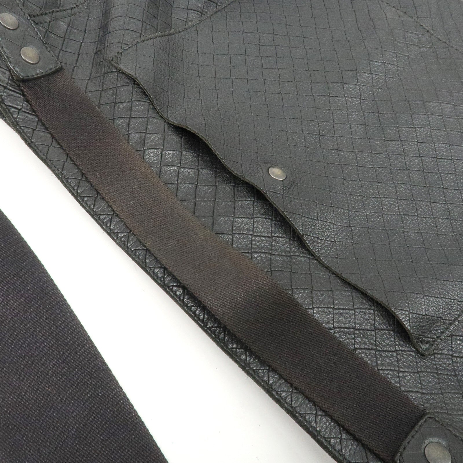 BOTTEGA VENETA Intrecciato Mirage Leather Shoulder Bag Black Used