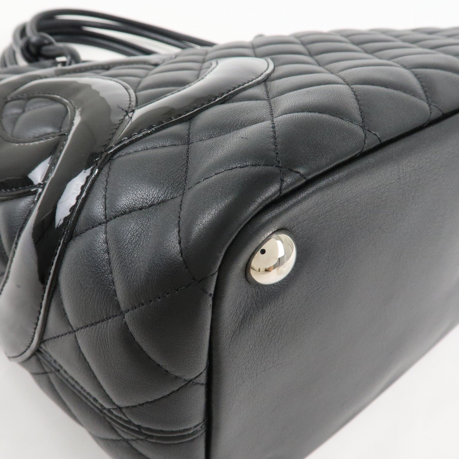 CHANEL Cambon Line Lambskin COCO Mark Large Tote Bag A25169 Used