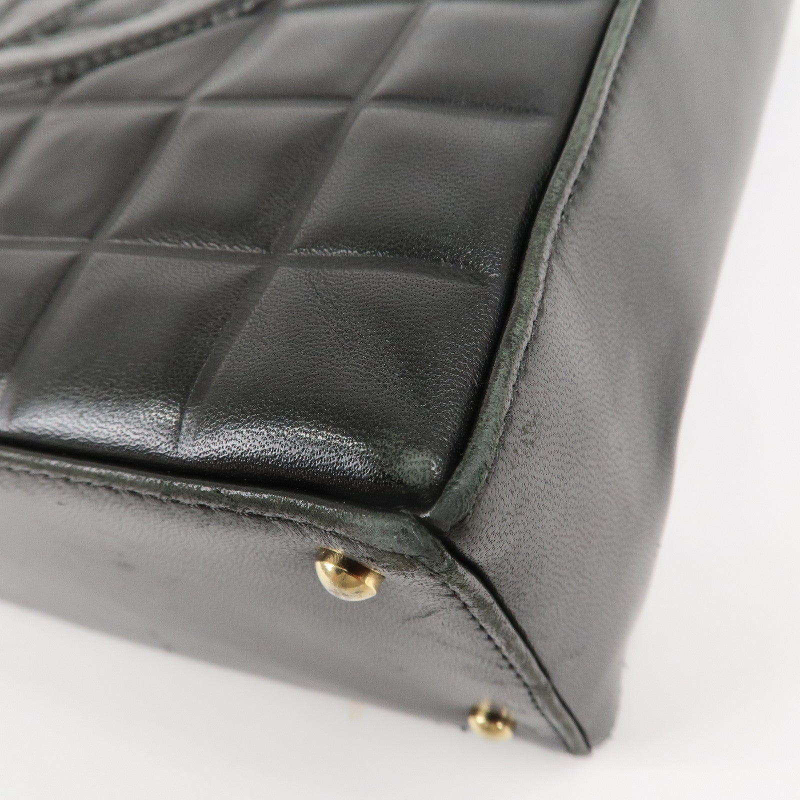 CHANEL COCO Mark Chocolate Bar Lamb Skin Shoulder Bag Black Used