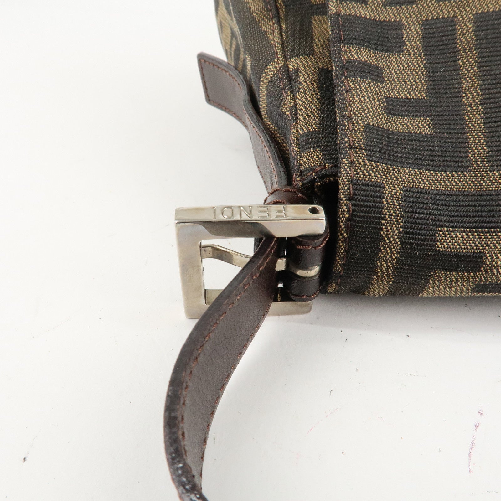 FENDI Zucca Mamma Baguette Vinyl Leather Shoulder Bag 26325 Used