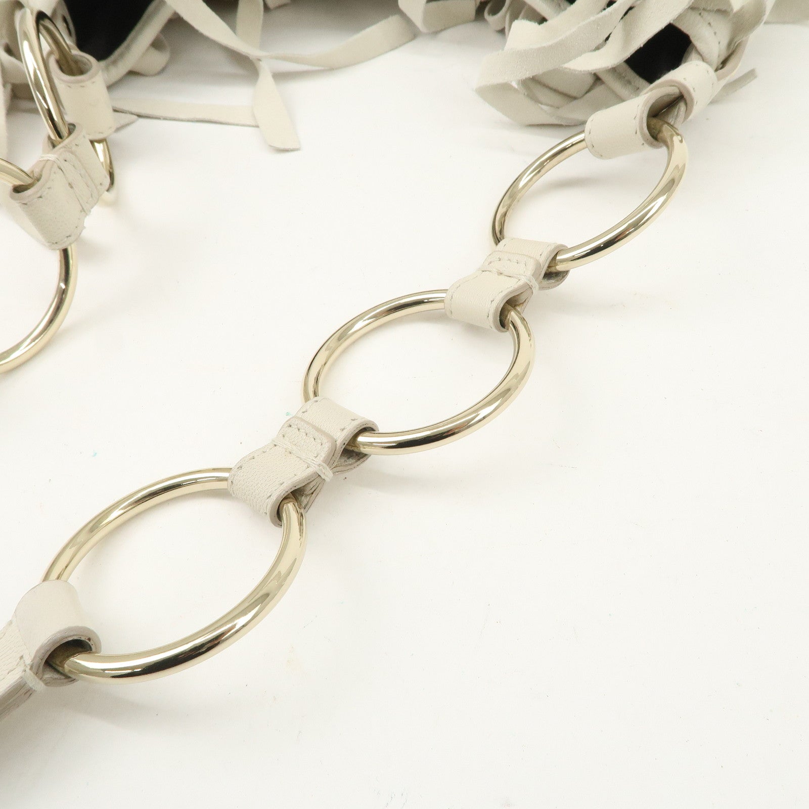 Saint Laurent Paris Suede Leather Fringe Shoulder Bag Ivory 138961 Used