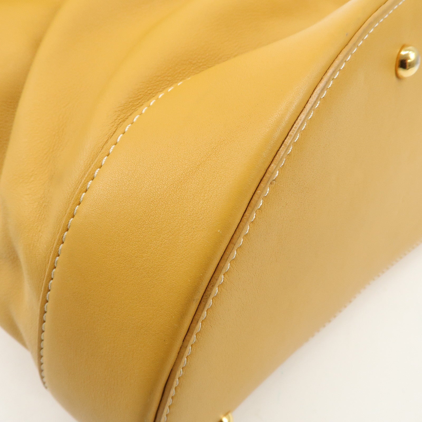 LOEWE Leather Anton Backpack Rucksack Shoulder Bag Yellow Used
