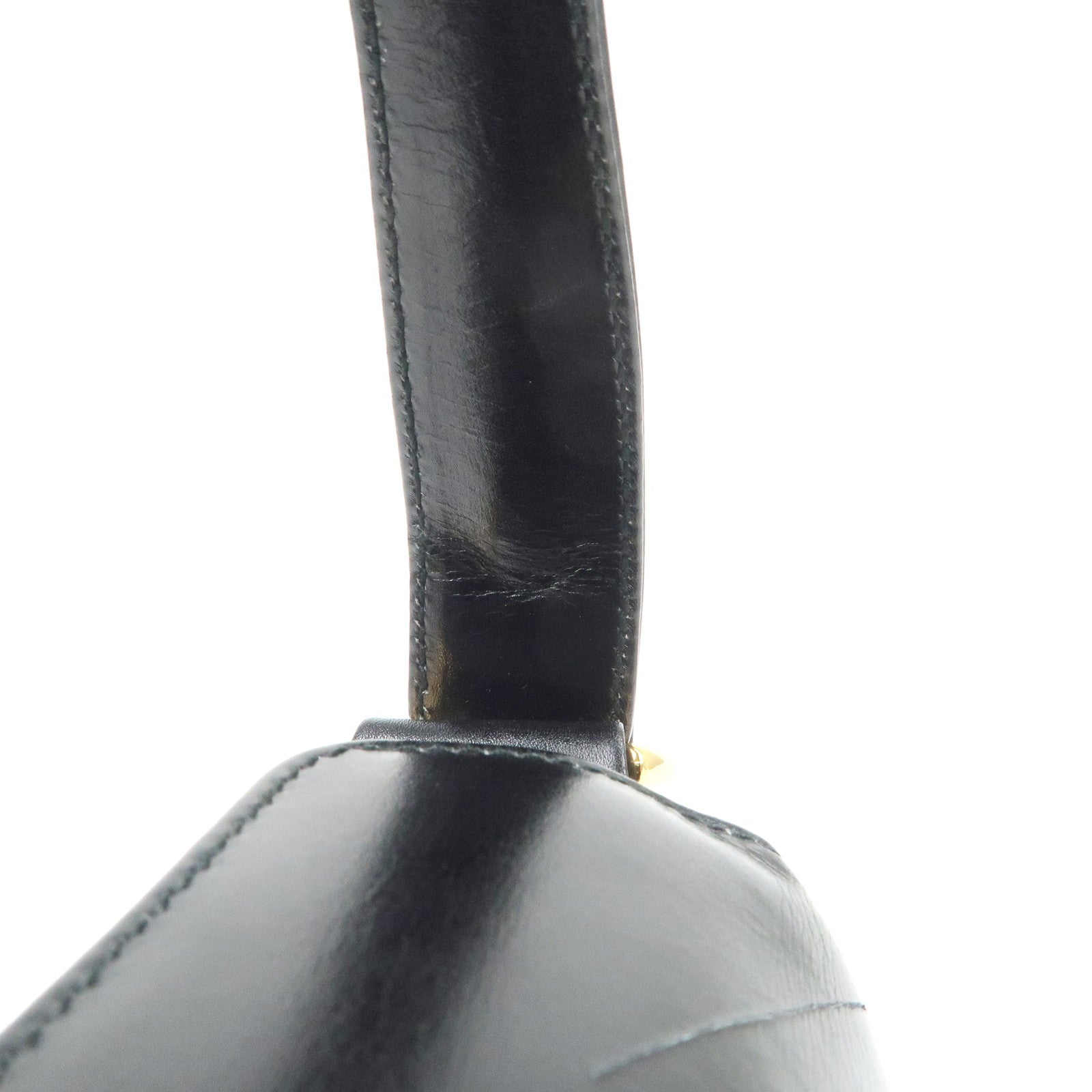 GUCCI Bamboo Leather Hand bag Shoulder Bag Black 000.1781.0175 Used