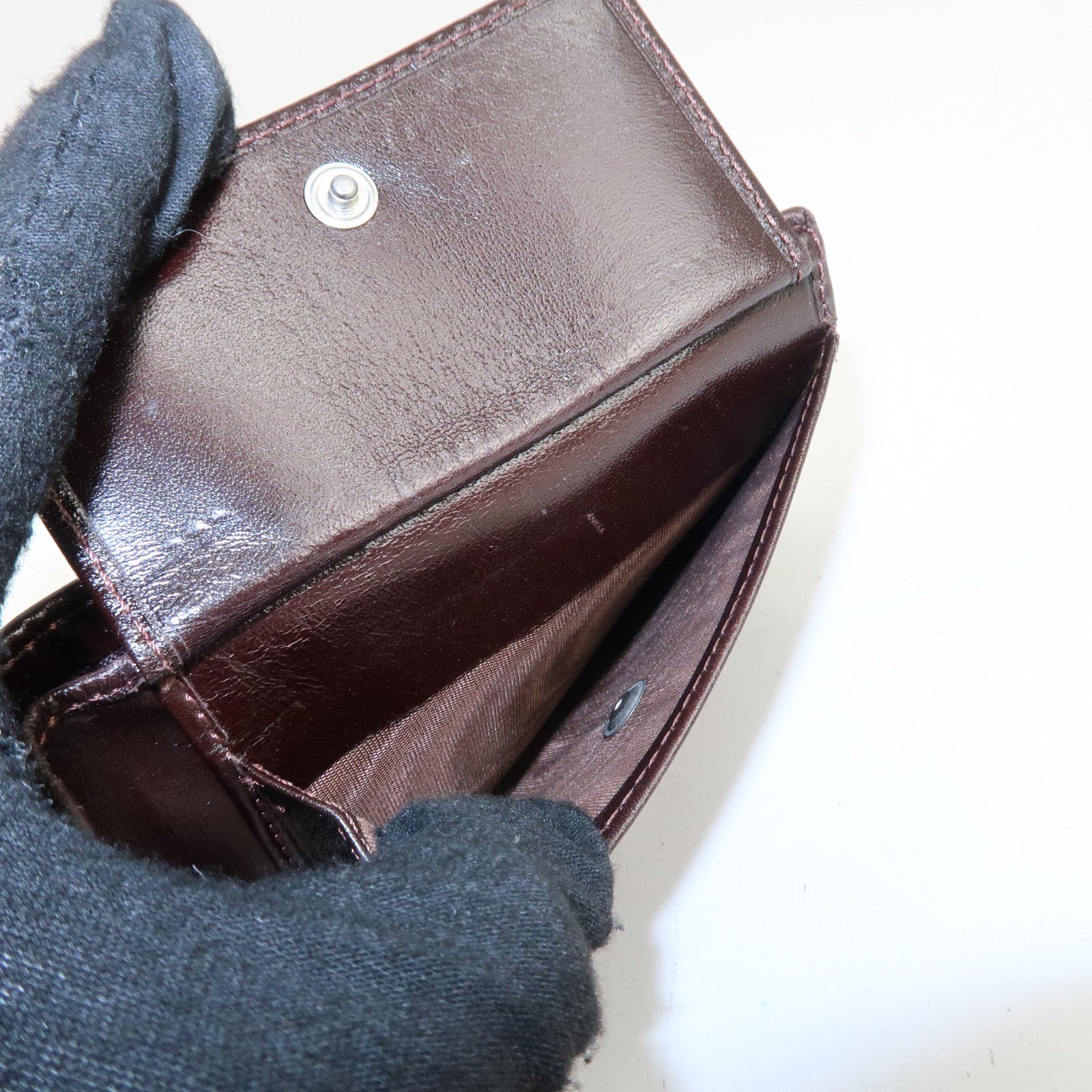 FENDI Zucca Set of 2 Canvas Leather Bi-fold Wallet Brown Black Used