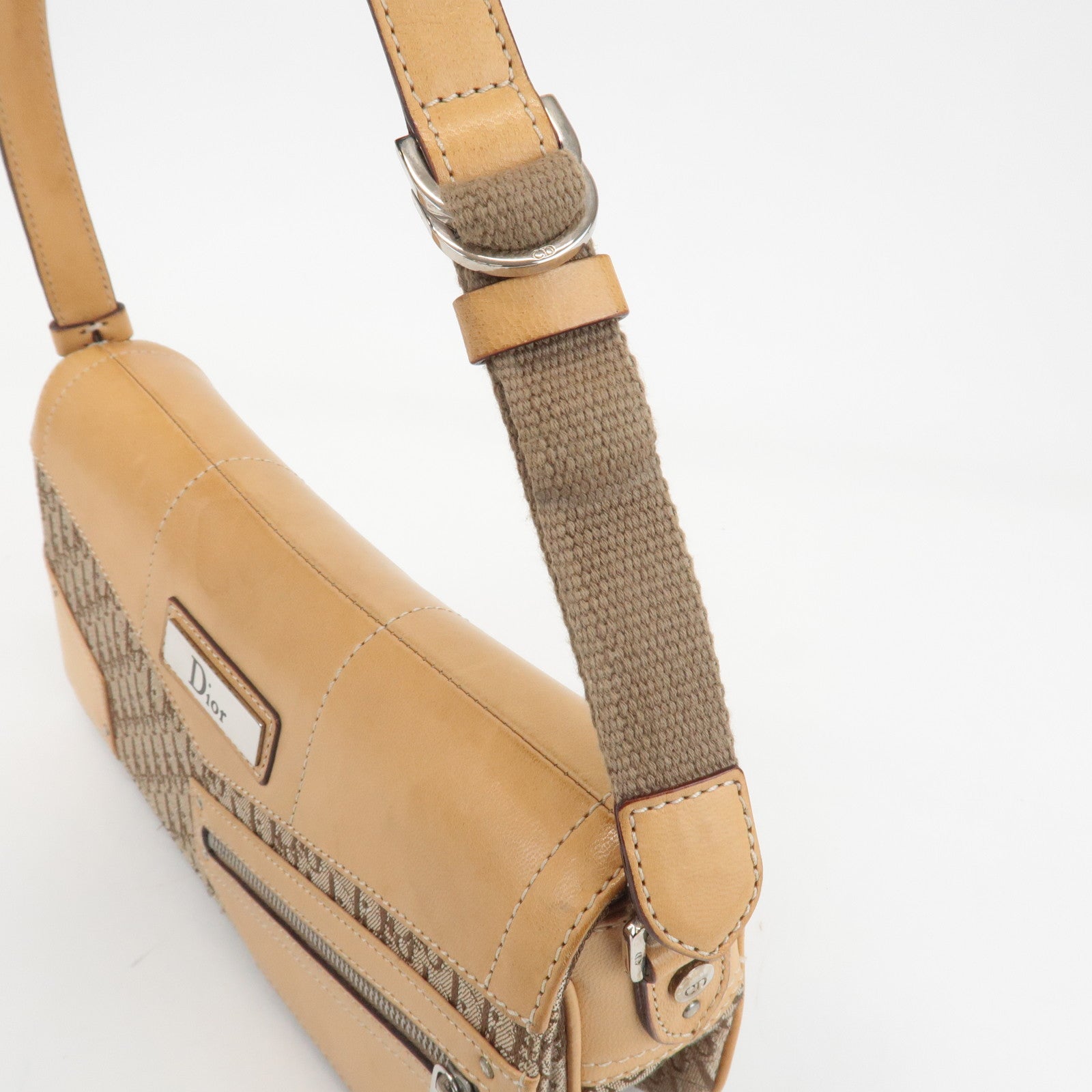 Christian Dior Street Chic Trotter Canvas Leather Shoulder Bag Used