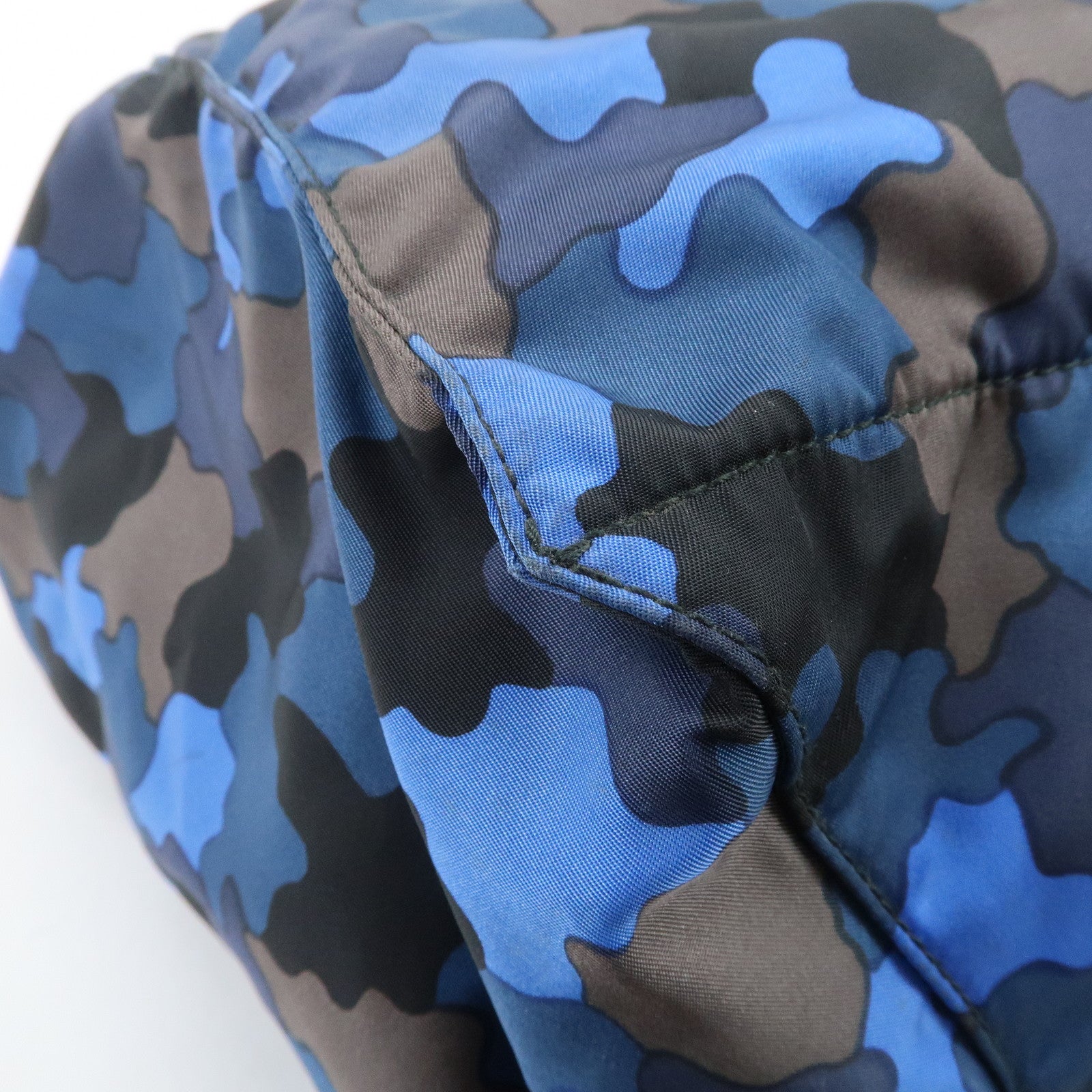 PRADA Logo Camouflage Nylon Leather 2Way Tote Shoulder Bag Used