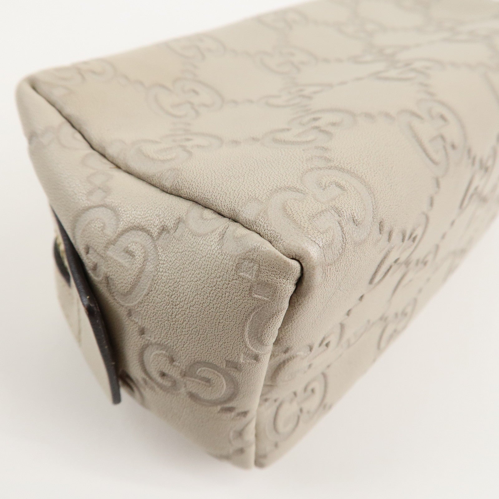 GUCCI Guccissima Leather Pouch Cosmetic Pouch Ivory 153228 Used