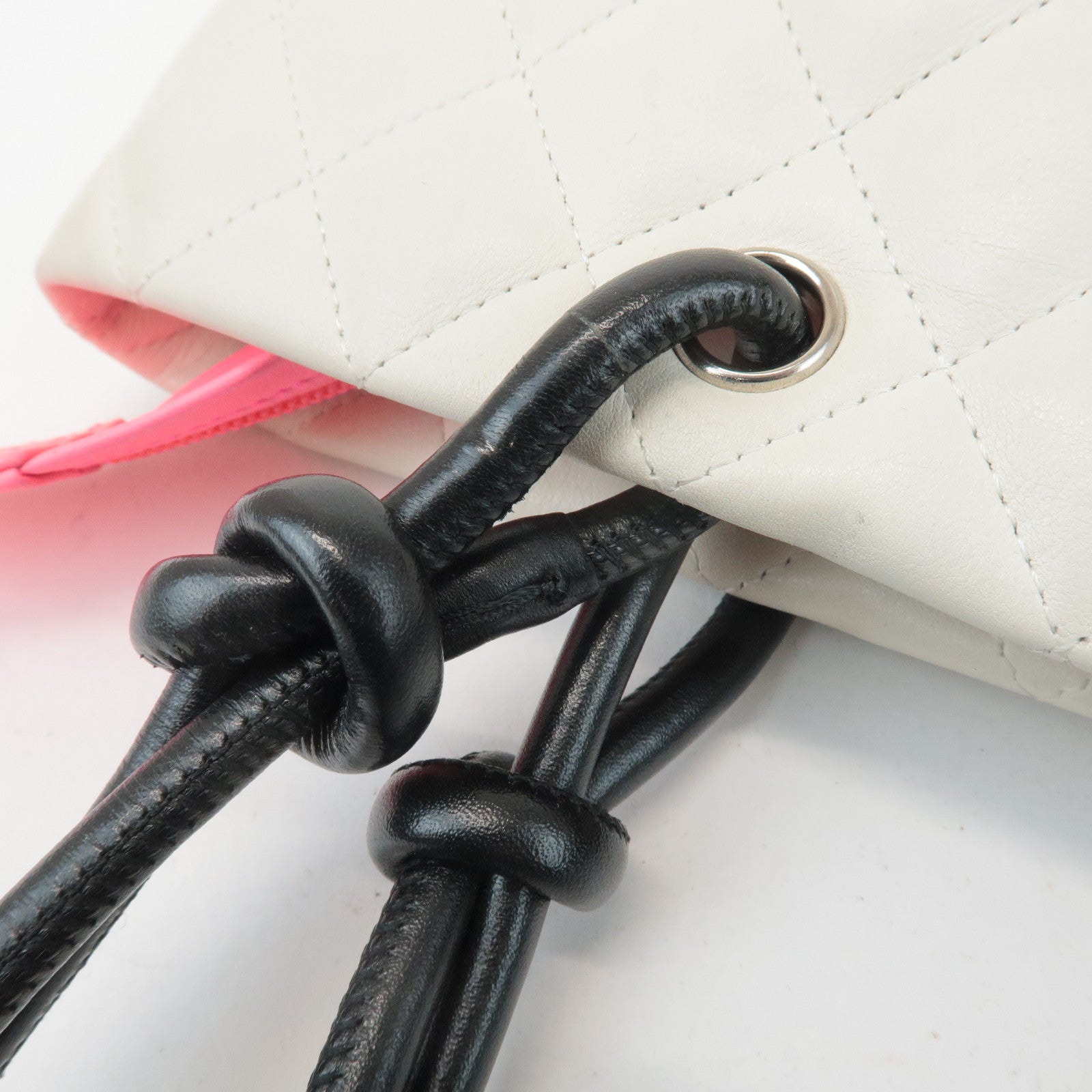 CHANEL Cambon Line Lamb Skin Medium Tote Bag Shoulder Bag A25167 Used