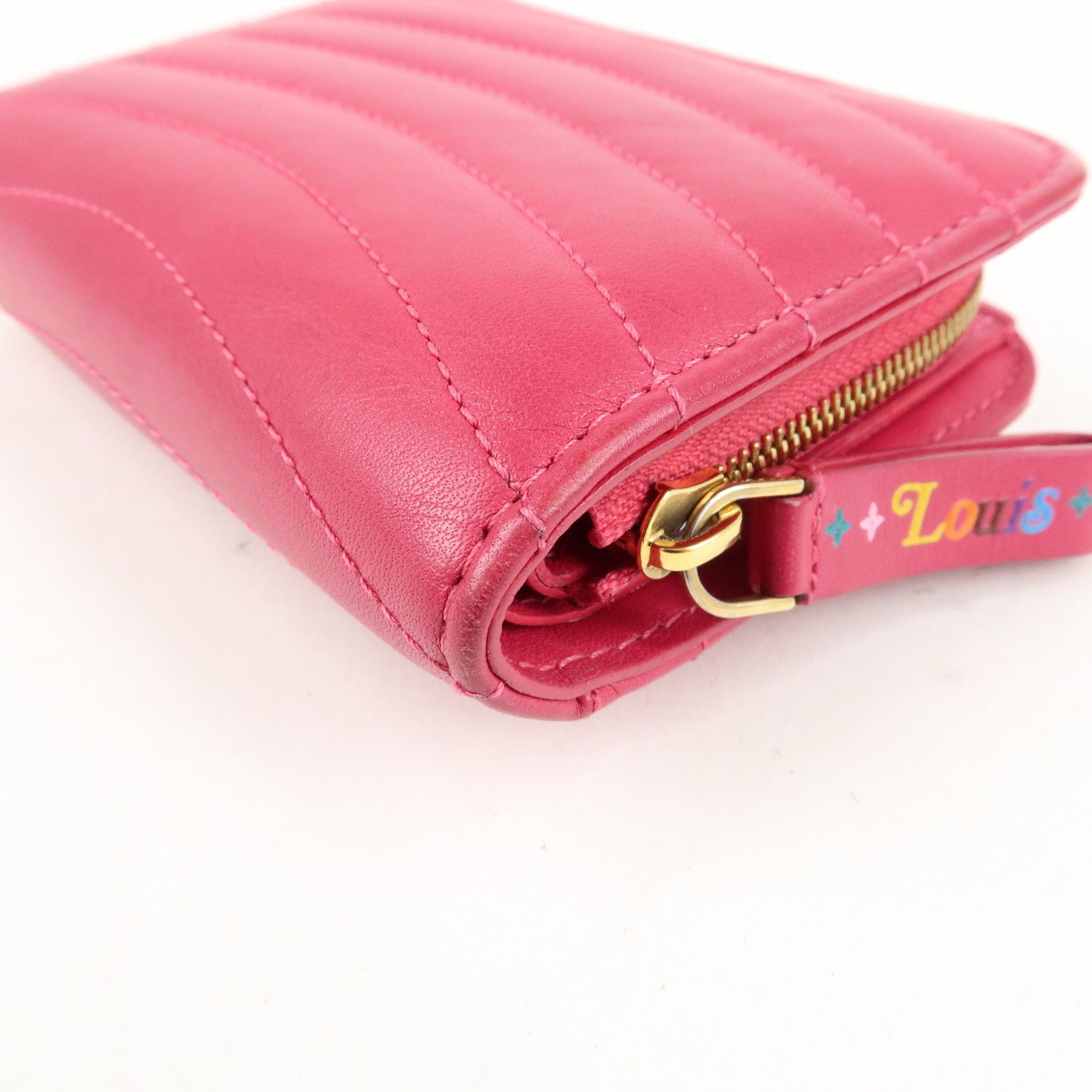 Louis Vuitton New Wave Leather Bi-Fold Compact Wallet Freesia Pink Used