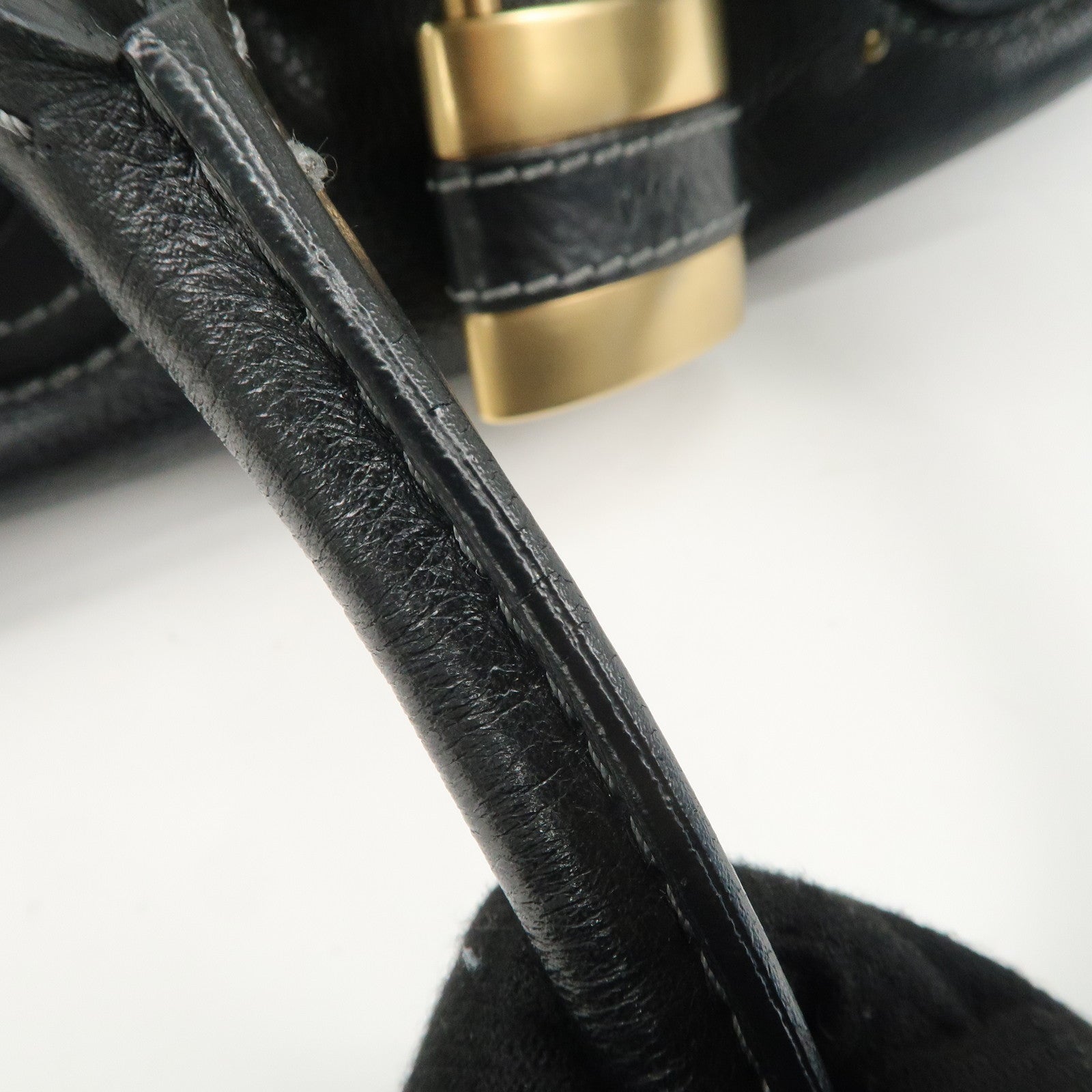 Chloe Paddington Leather Hand Bag Black Gold Hardware Used