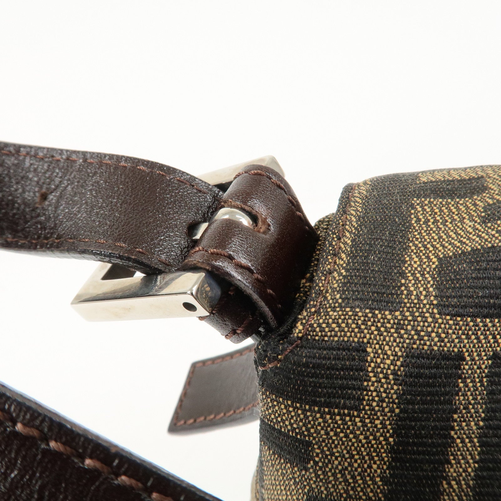 FENDI Mamma Baguette Zucca Canvas Leather Shoulder Bag 26325 Used