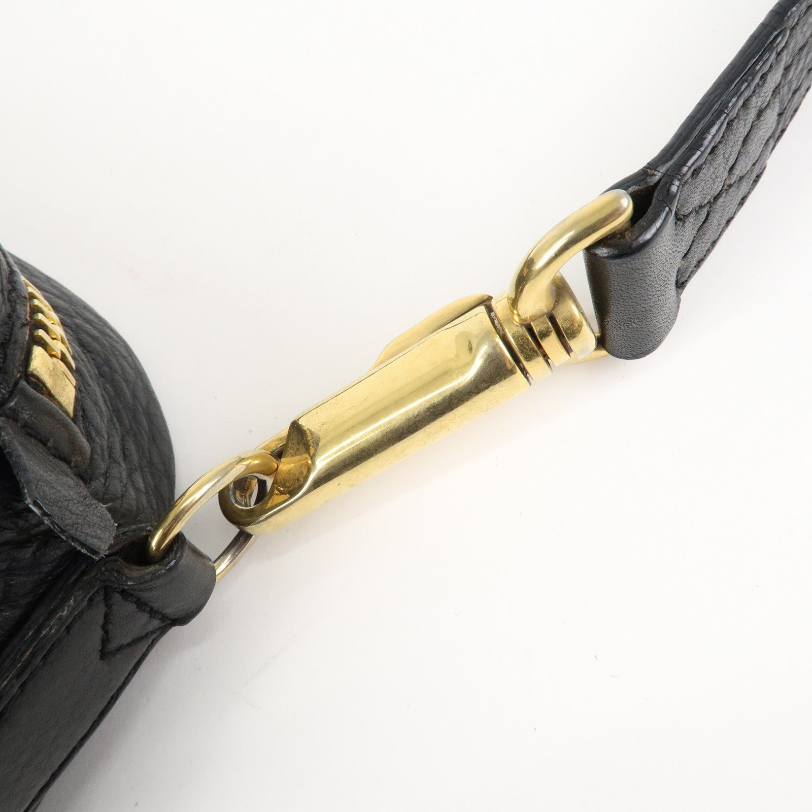 BURBERRY Logo Leather Shoulder Bag Hand Bag Black Used