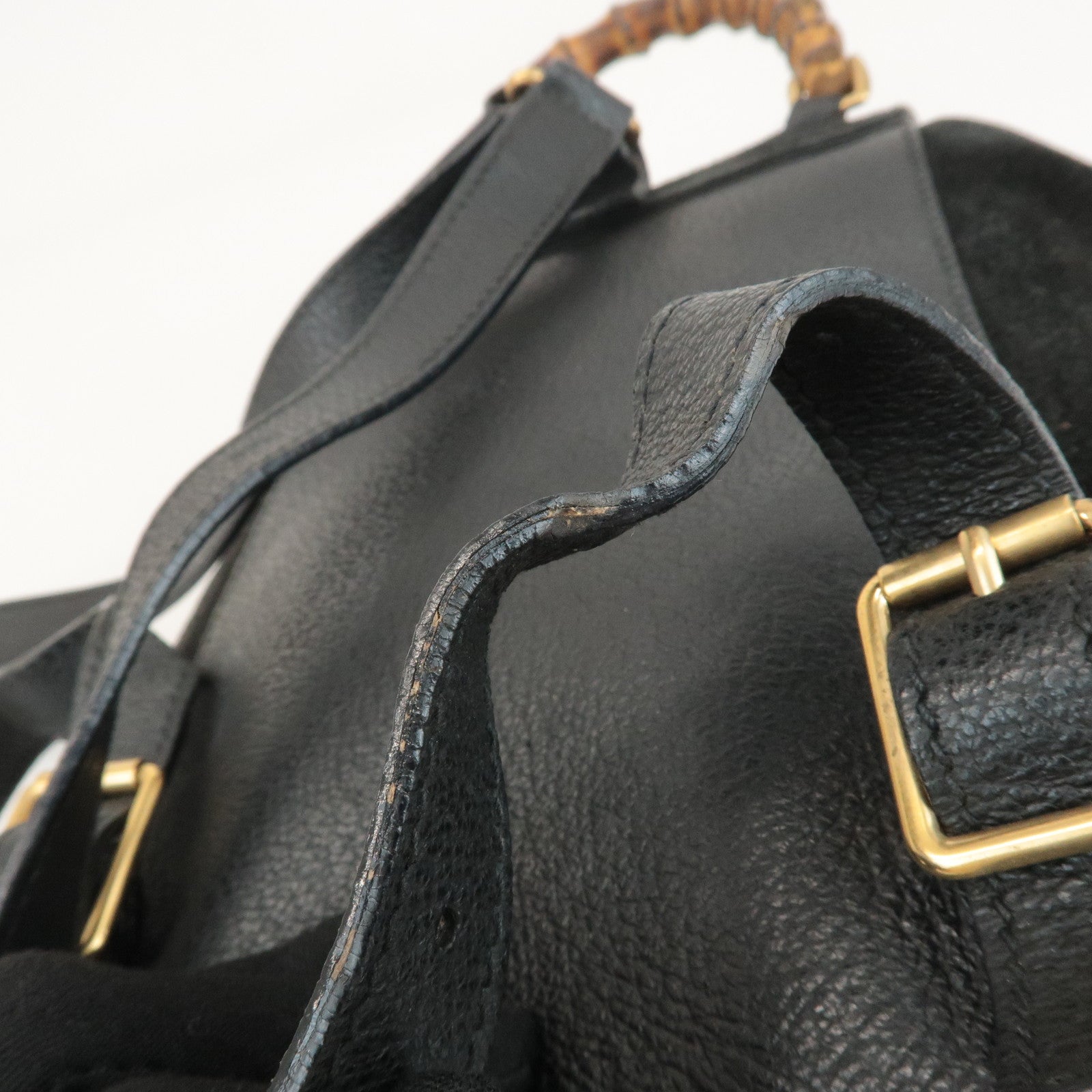 GUCCI Bamboo Suede Leather Mini Back Pack Black 00.2034.0030 Used