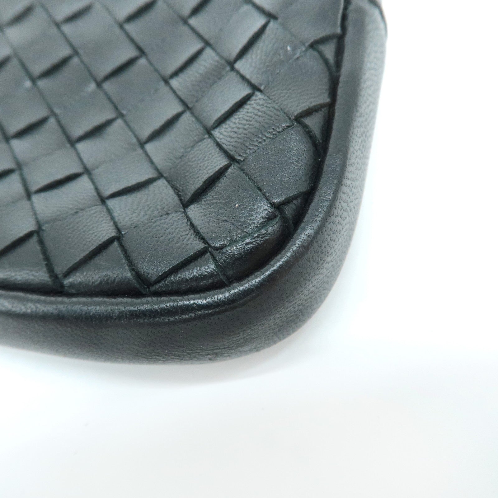 BOTTEGA VENETA Intrecciato Leather Coin Case Black 233808 Used